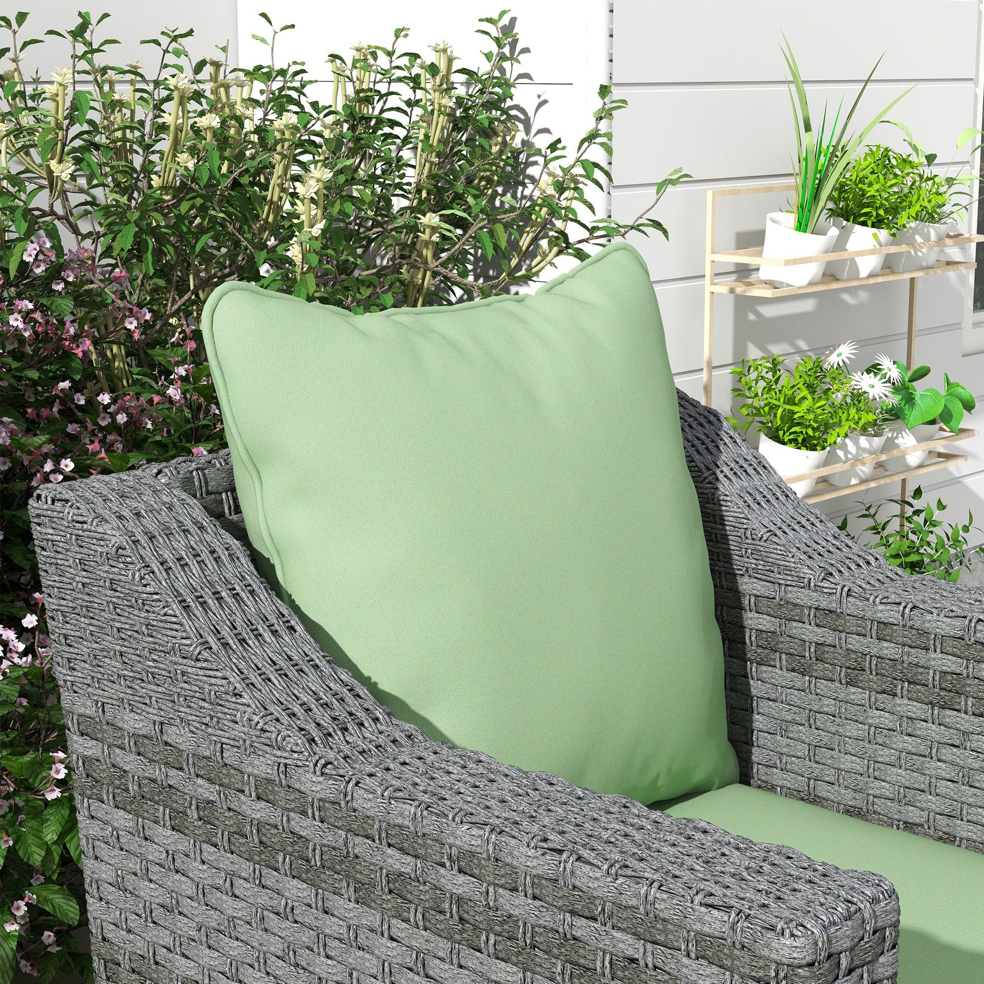 4-Piece Patio Chair Cushions Pillows, Back and Seat Replacement Patio Cushions Set for Indoor Outdoor Garden Furniture, Green