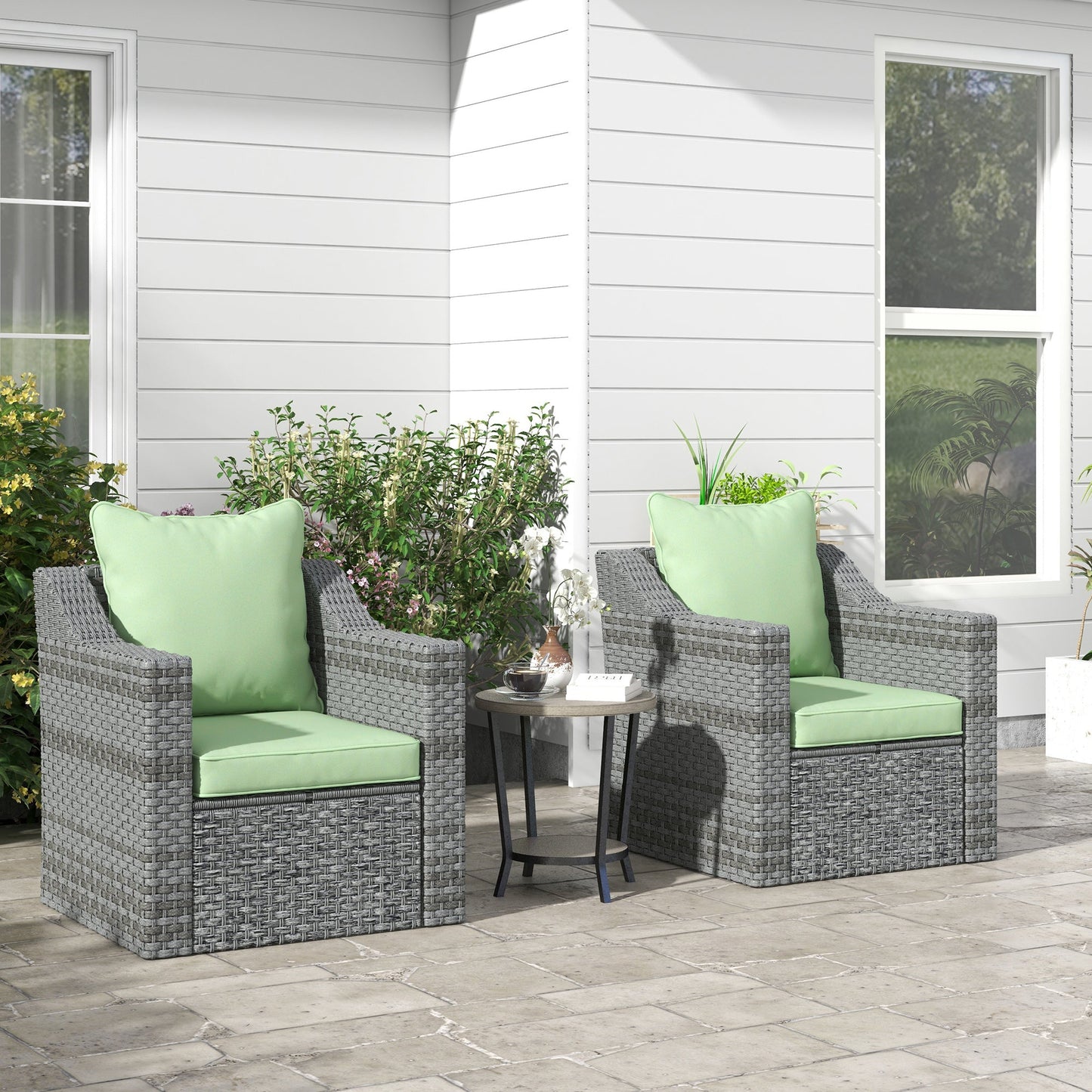 4-Piece Patio Chair Cushions Pillows, Back and Seat Replacement Patio Cushions Set for Indoor Outdoor Garden Furniture, Green