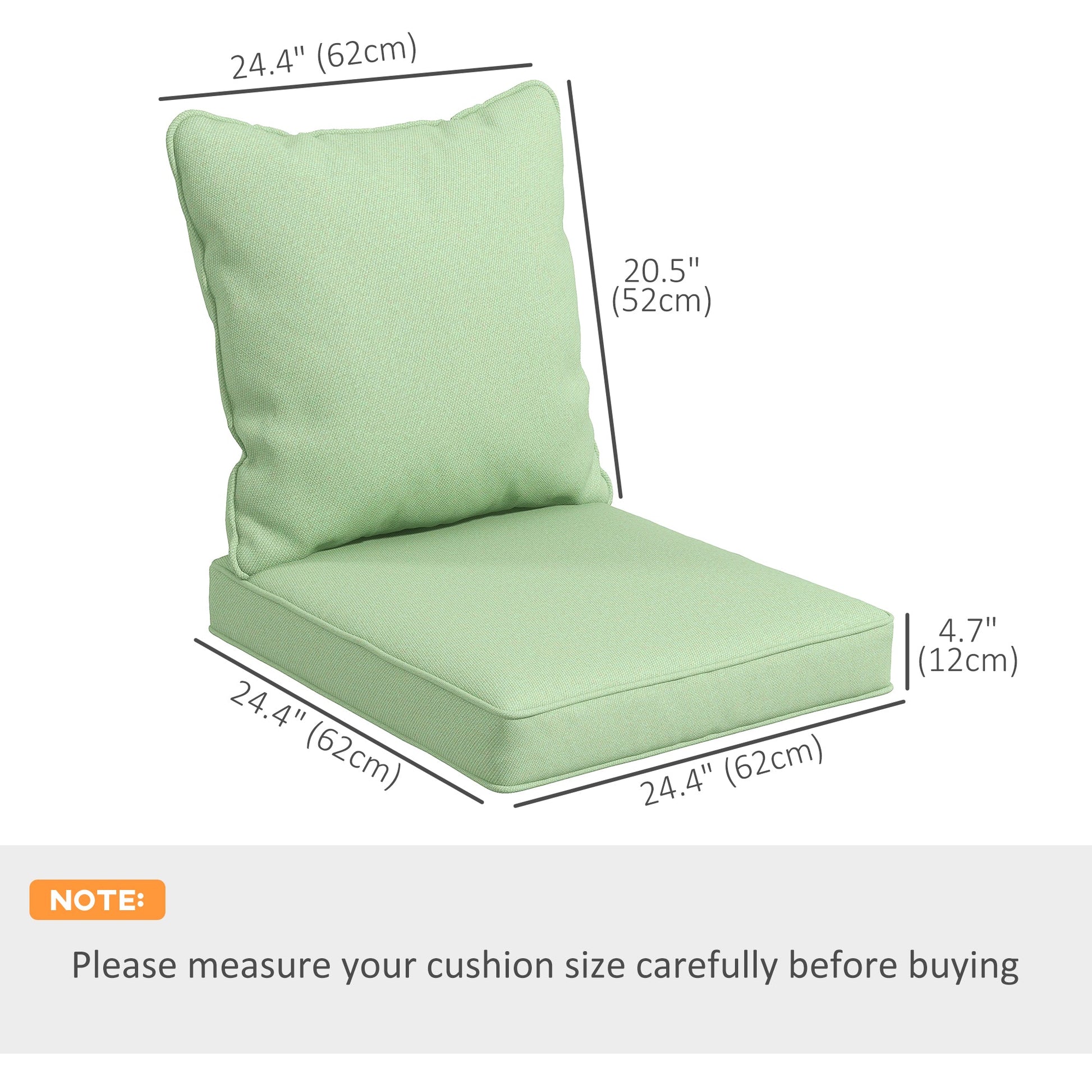 4-Piece Patio Chair Cushions Pillows, Back and Seat Replacement Patio Cushions Set for Indoor Outdoor Garden Furniture, Green