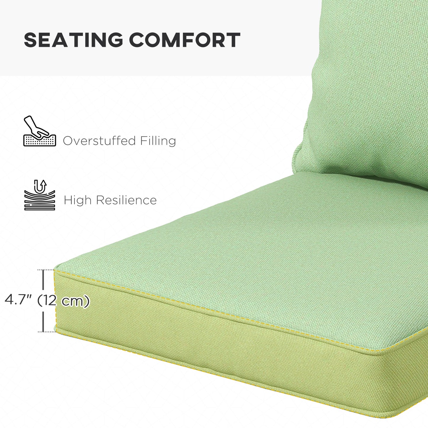 4-Piece Patio Chair Cushions Pillows, Back and Seat Replacement Patio Cushions Set for Indoor Outdoor Garden Furniture, Green