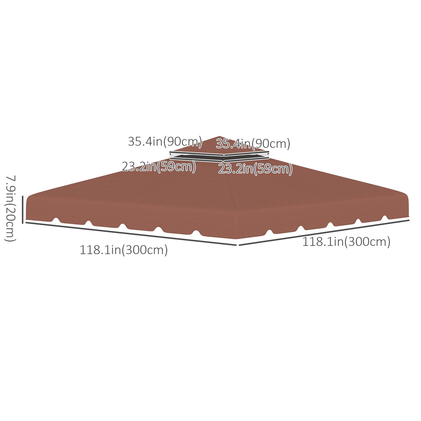 9.8' x 9.8' Gazebo Replacement Canopy, Gazebo Top Cover with Double Vented Roof for Garden Patio Outdoor TOP ONLY, Coffee