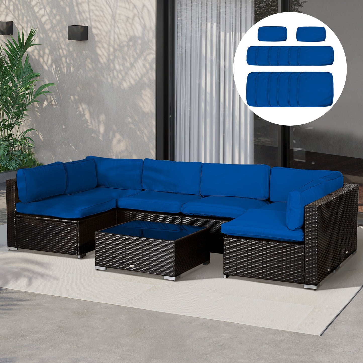 14Pcs Outdoor Cushion Covers, Patio Cushion Covers Replacement for Rattan Sofa Set - No Cushion Included, Navy Blue