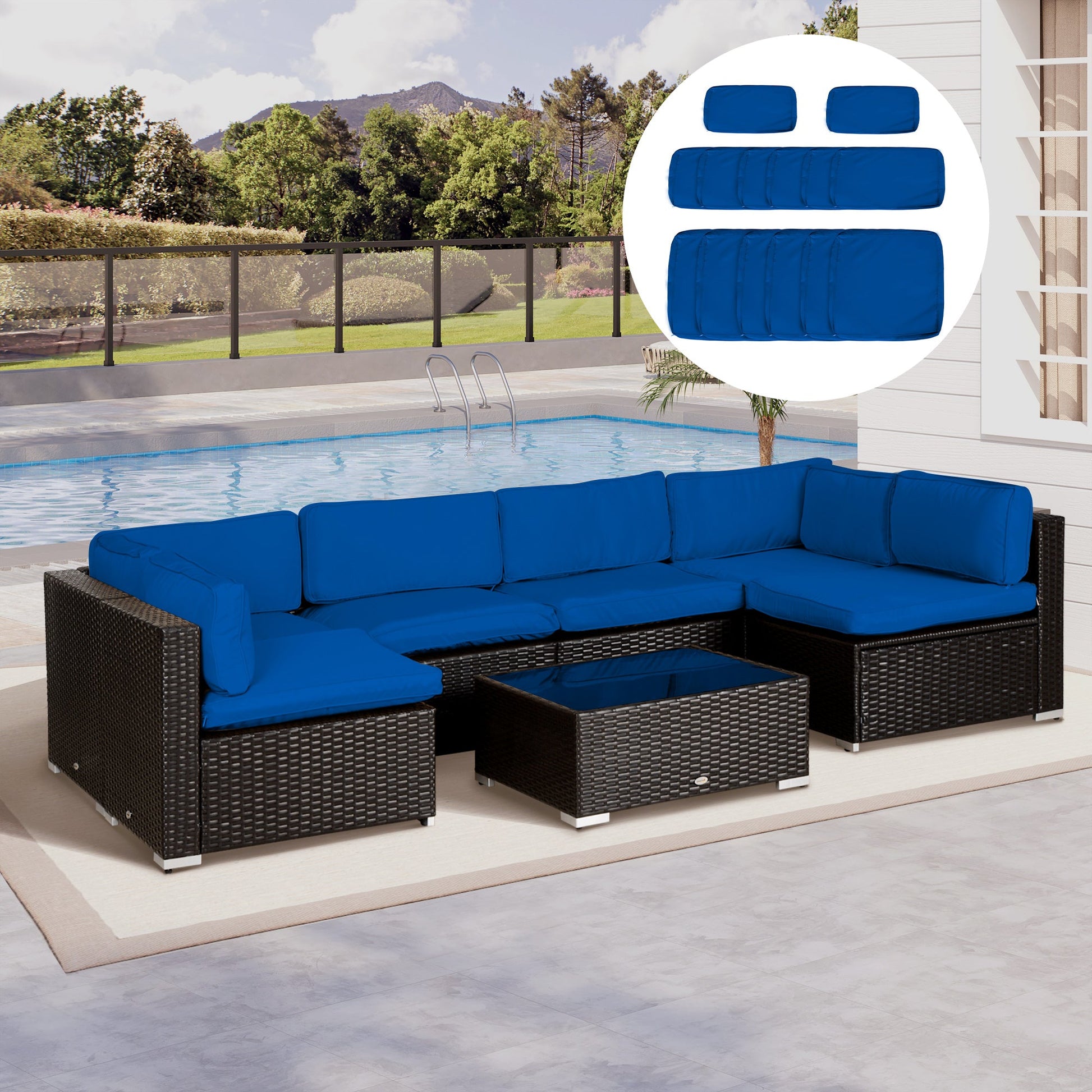 14Pcs Outdoor Cushion Covers, Patio Cushion Covers Replacement for Rattan Sofa Set - No Cushion Included, Navy Blue