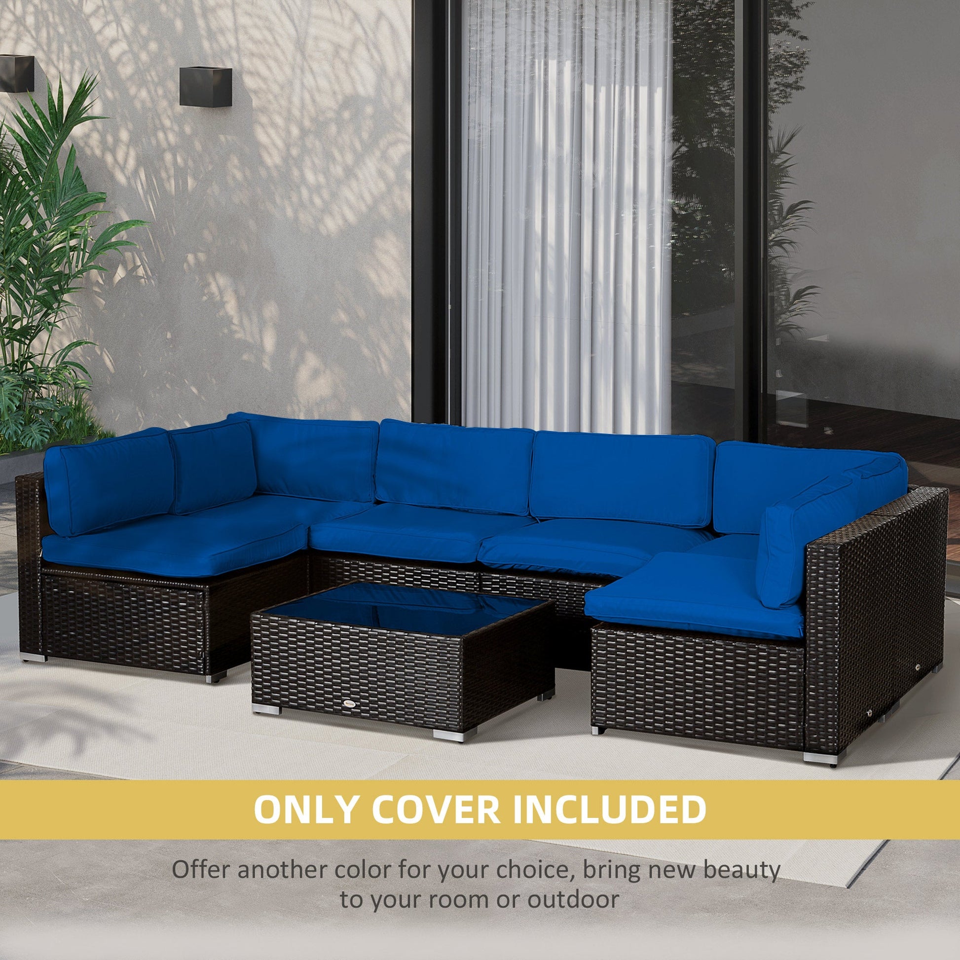 14Pcs Outdoor Cushion Covers, Patio Cushion Covers Replacement for Rattan Sofa Set - No Cushion Included, Navy Blue