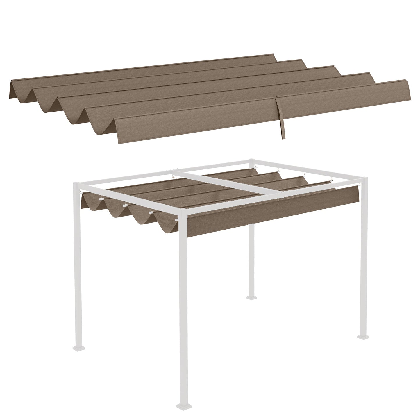 Retractable Pergola Canopy, Sun Shade Cover, UV30+ Protected Replacement Canopy Fabric for 9.8' x 7.1' Pergola, Coffee