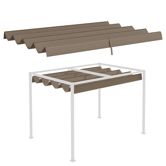 Retractable Pergola Canopy, Sun Shade Cover, UV30+ Protected Replacement Canopy Fabric for 9.8' x 7.1' Pergola, Coffee