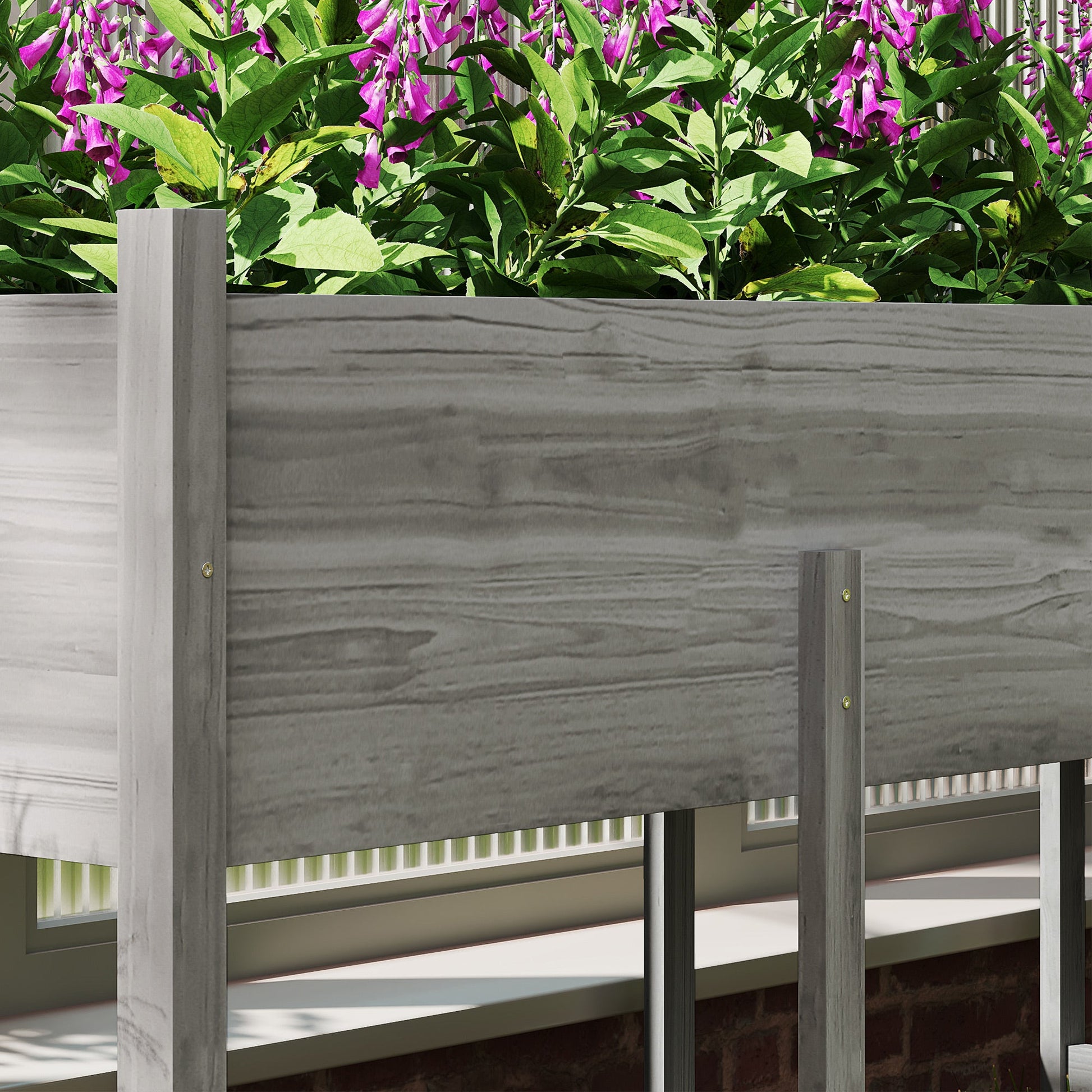 Wooden Raised Garden Bed Planter with Bed Liner and Drain Holes, Large Elevated Planter Box with Legs for Vegetables Flowers Herbs, Outdoor and Indoor, Grey