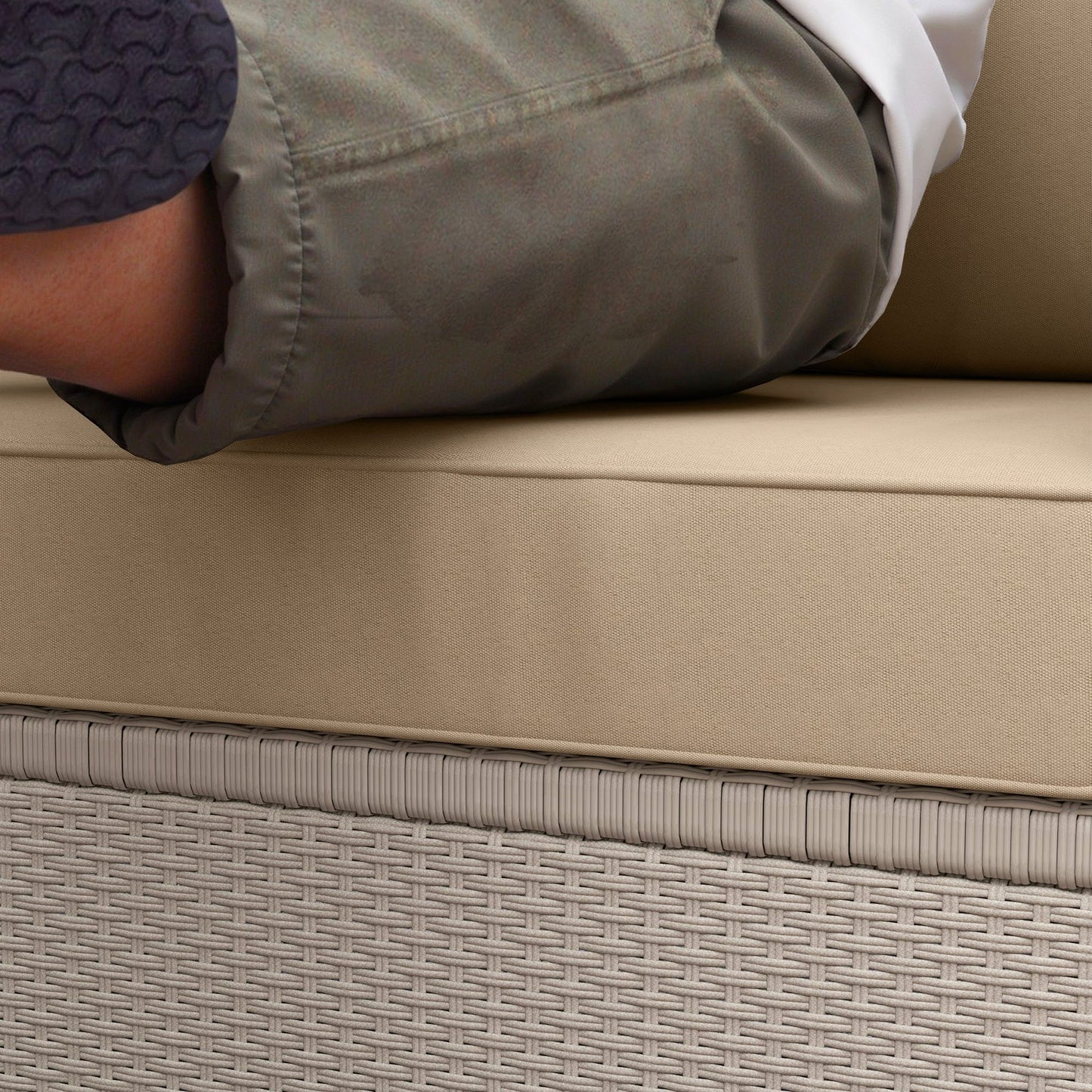 2 Seater Outdoor Seat Cushions with Backrest, Loveseat Double Sofa Outdoor Furniture Cushions, Fade-Resistant Replacement Patio Cushions for Indoor and Outdoor, Beige