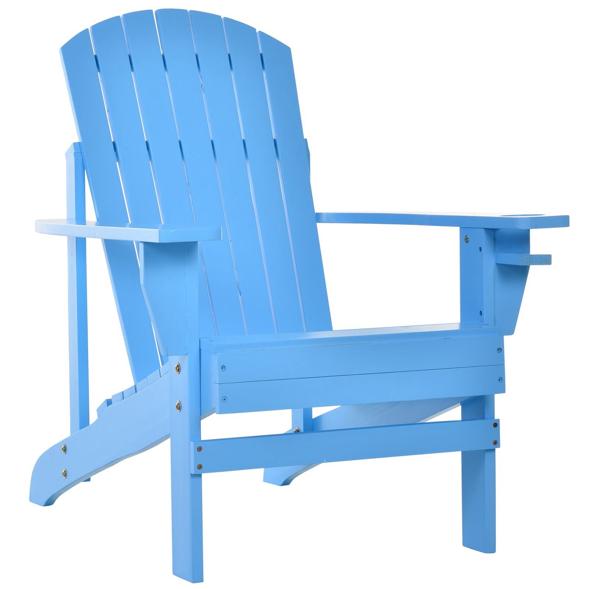 Classic Adirondack Chair Muskoka Chair, Garden Deck Chair with Cup Holder for Patio, Indoor, Backyard, Blue