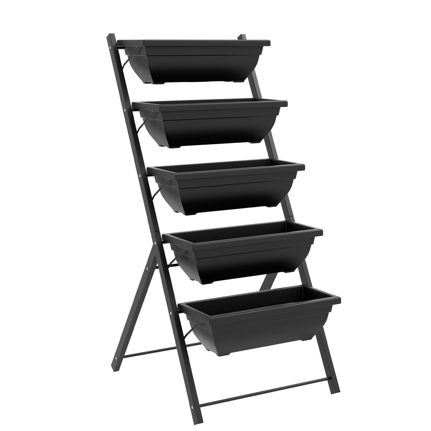 5-Tier Raised Garden Bed with 5 Planter Boxes, Outdoor Plant Stand Grow Containers with Leaking Holes for Balcony Patio Outdoor, Black