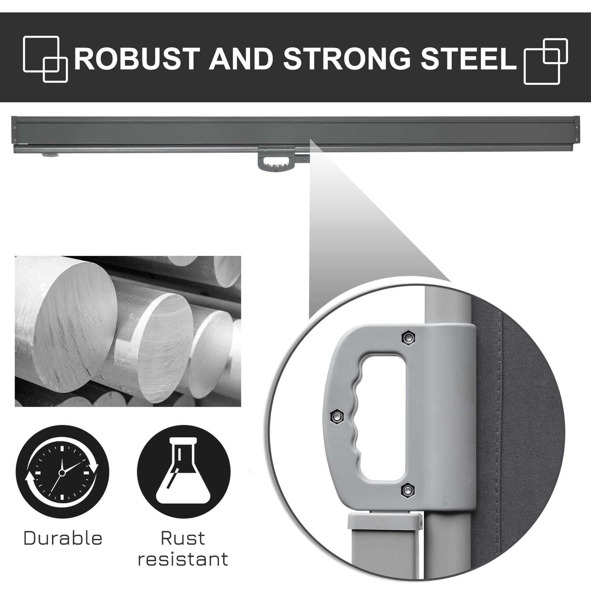 118" x 71" Retractable Side Awning Patio Outdoor Folding Privacy Screen with Resistance to UV Rays & Wind, Grey