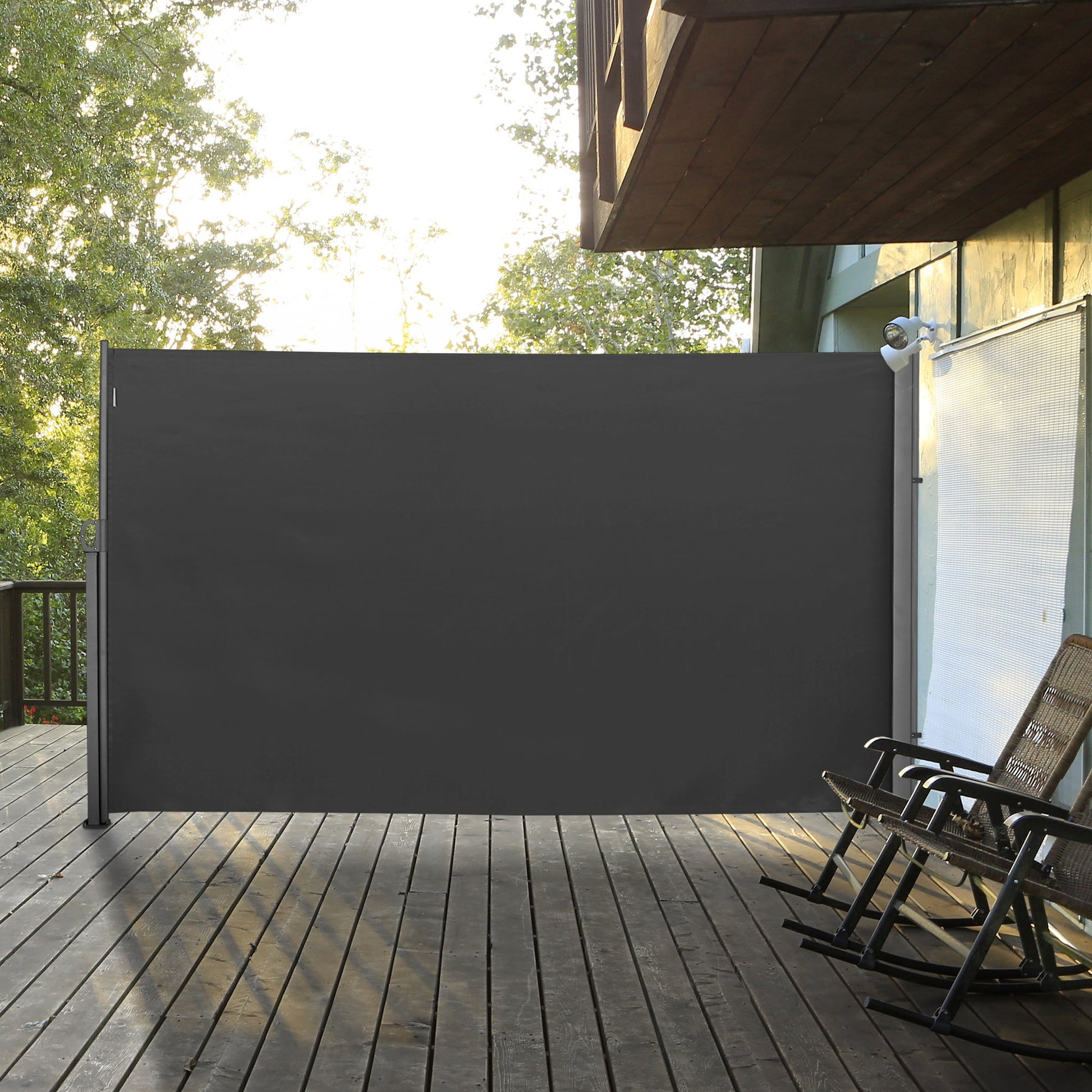 118" x 71" Retractable Side Awning Patio Outdoor Folding Privacy Screen with Resistance to UV Rays & Wind, Grey