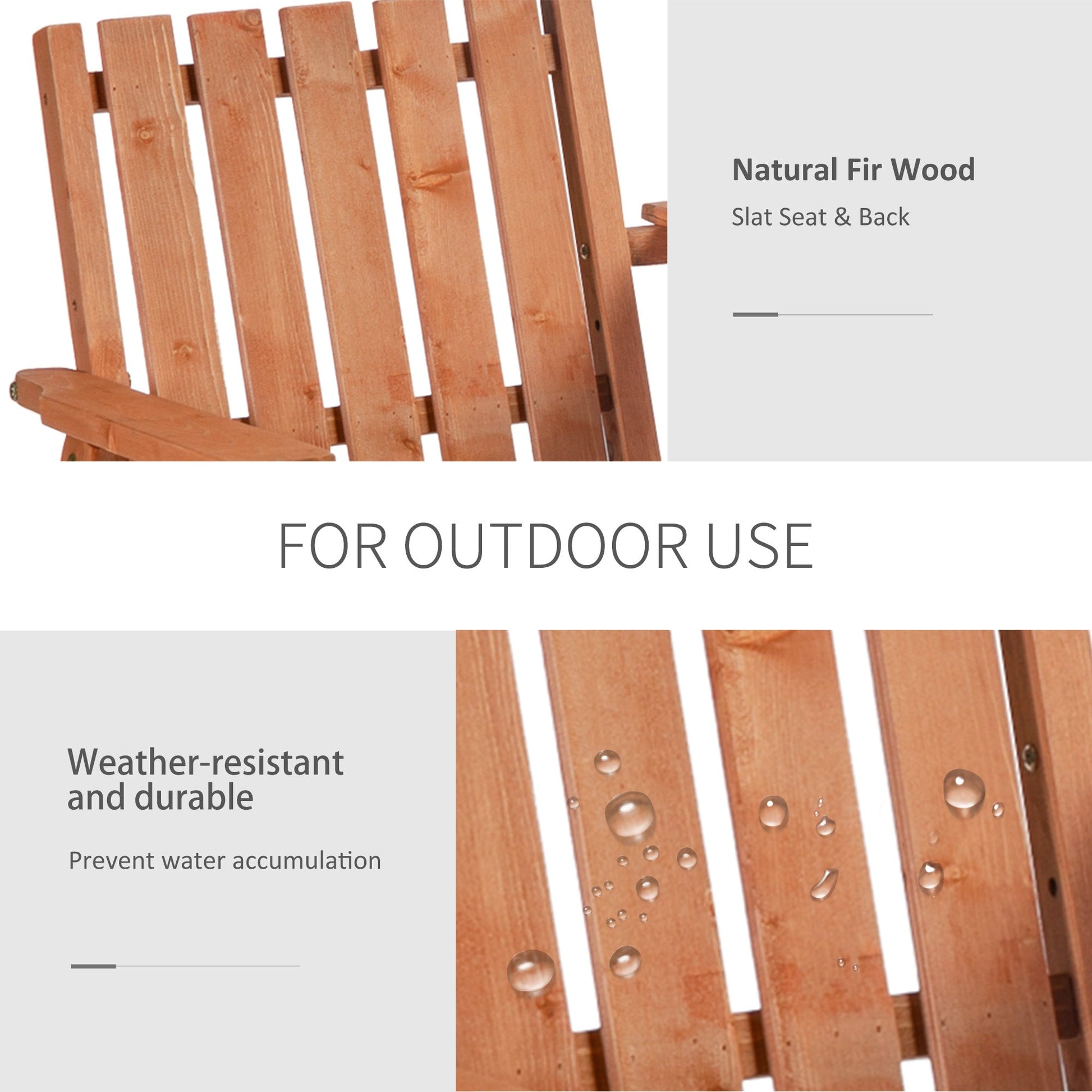 2-Seater Outdoor Wooden Bench with Middle Table and Umbrella Hole, Garden Bench for 2 Persons, Patio Loveseat with Slatted Seat and Back, Orange