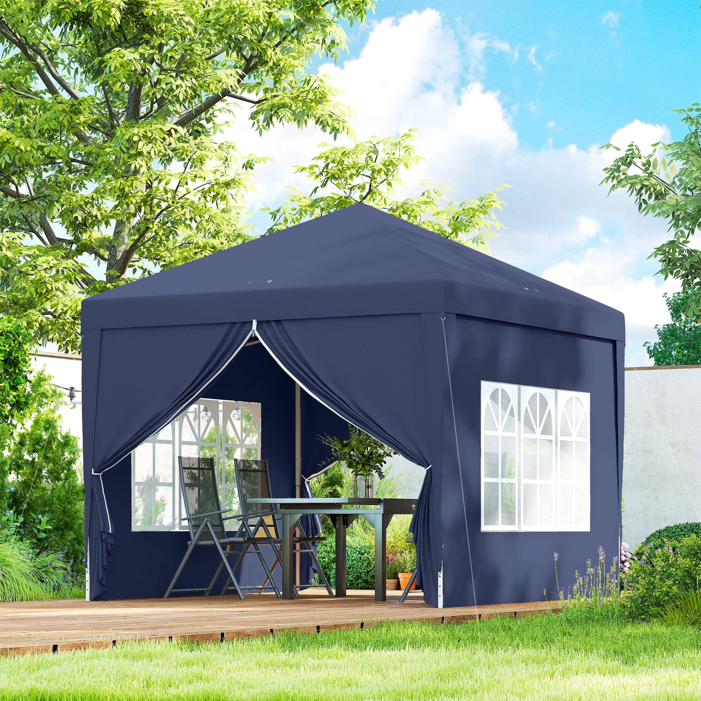 10'x10' Outdoor Pop Up Party Tent Gazebo Canopy with Carrying Bag (Blue)