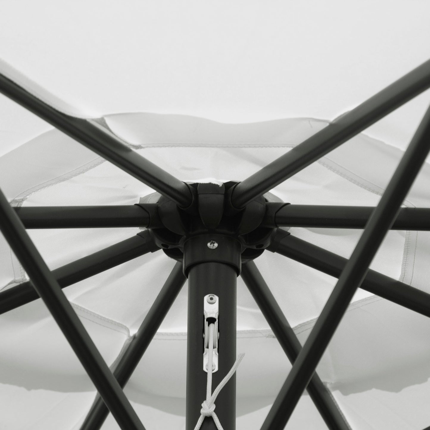 10' x 8' Round Market Umbrella, Patio Umbrella with Crank Handle and Tilt, Outdoor Parasol for Garden, Bench, Lawn, White