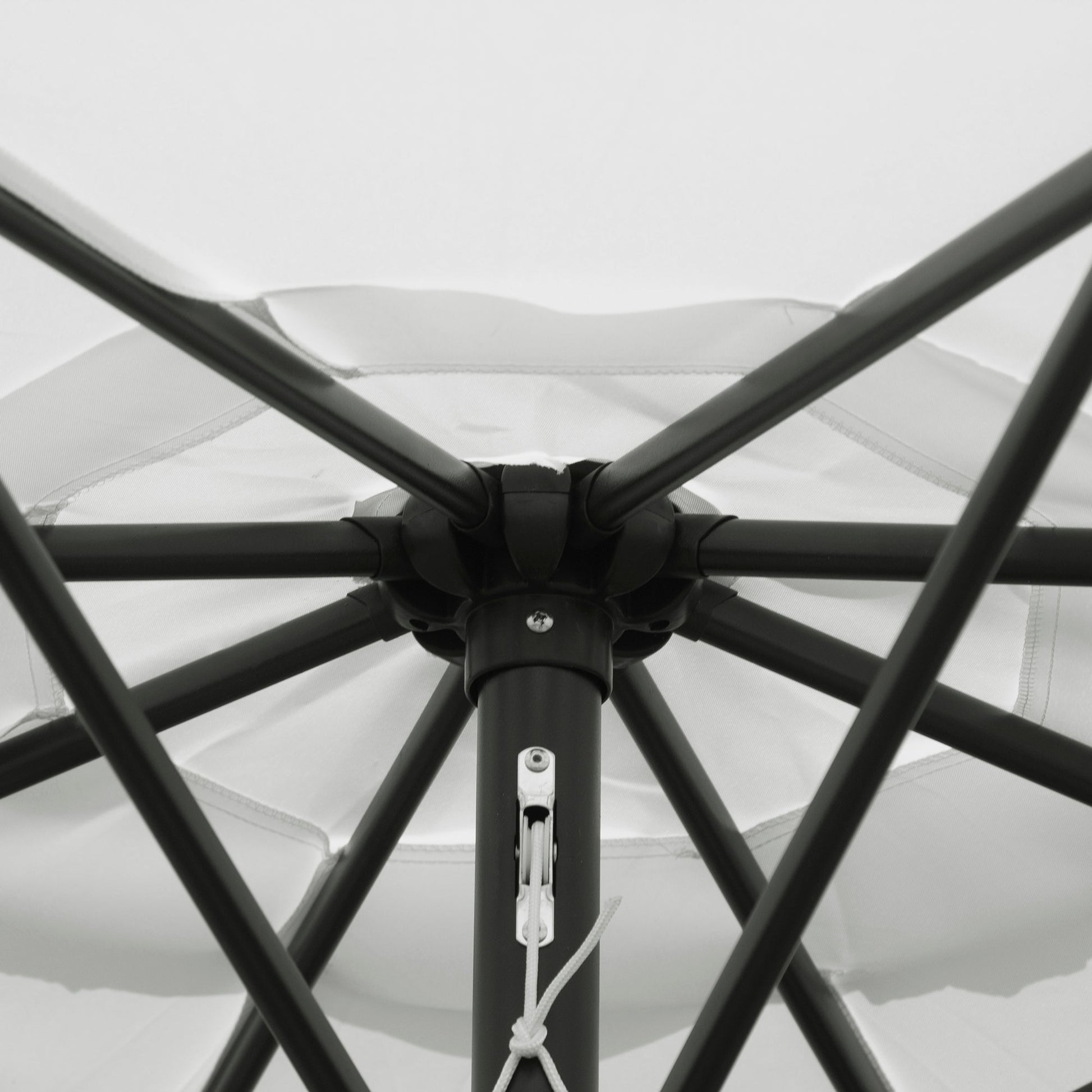 10' x 8' Round Market Umbrella, Patio Umbrella with Crank Handle and Tilt, Outdoor Parasol for Garden, Bench, Lawn, White