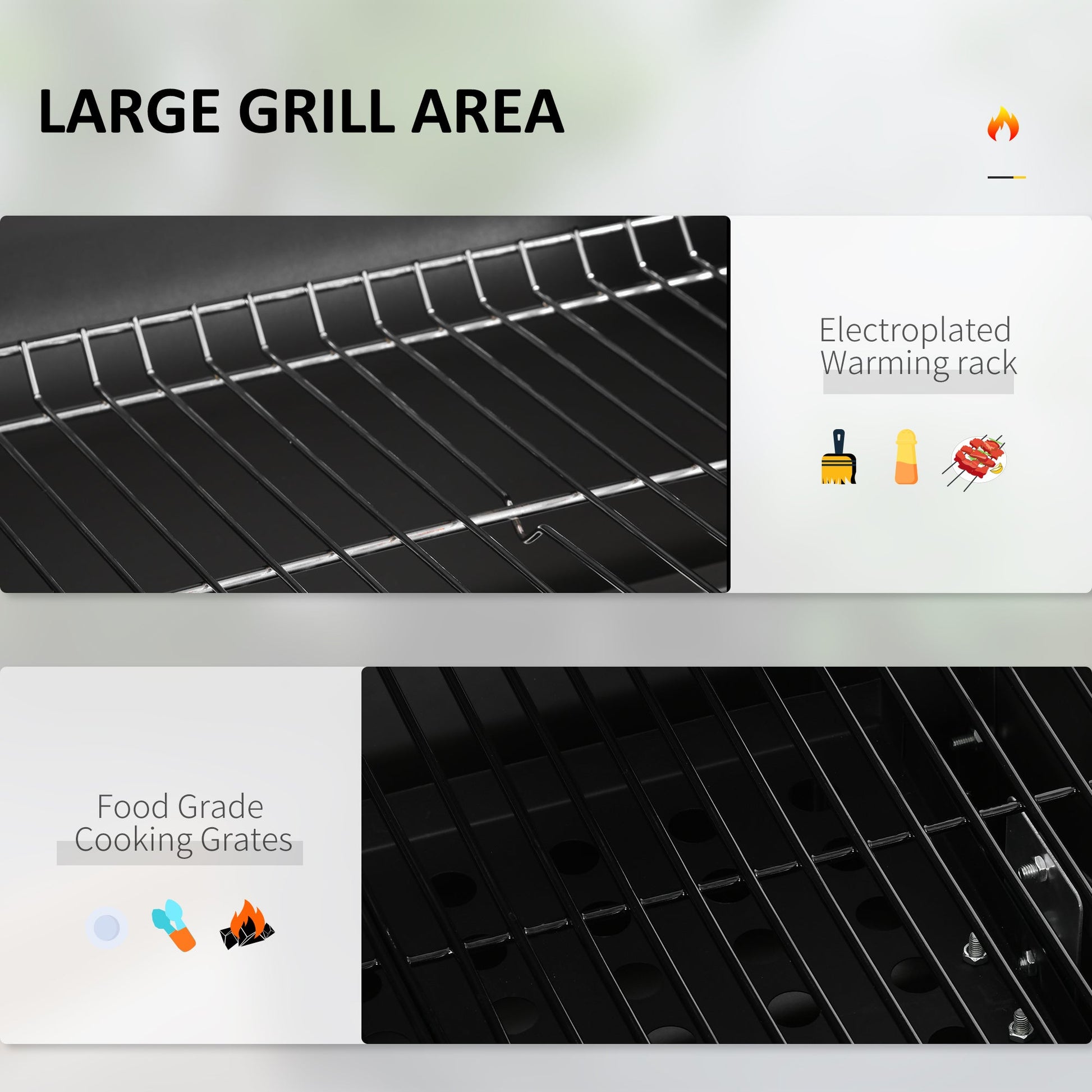 BBQ Trolley Charcoal Grill Portable Stainless Steel Barbecue Tool Kits for Camping Hiking Picnic Backyard w/ Wheels and Side Shelf