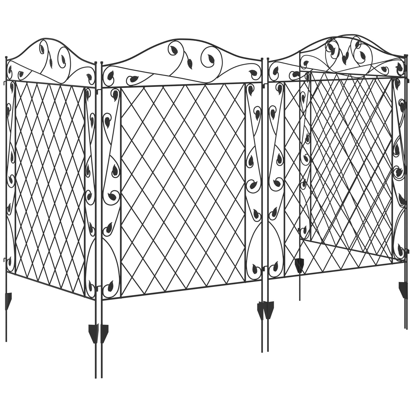 Garden Fence, 4 Pack Metal Fence Panels, 11.5' Animal Barrier & Decorative Border Flower Edging for Yard, Landscape, Patio, Outdoor Décor, 43" H, Wavey Vines