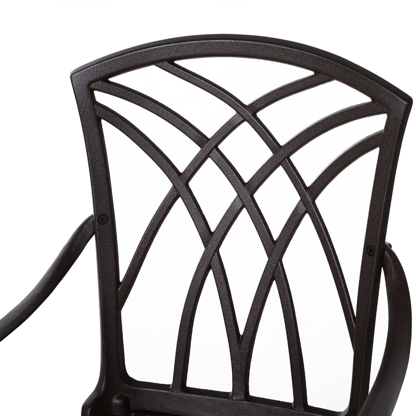 5 Pieces Outdoor Dining Set, Cast Aluminium Patio Table and Chairs with Parasol Hole for Garden Backyard Poolside, Patio Dining Set for 4, Brown