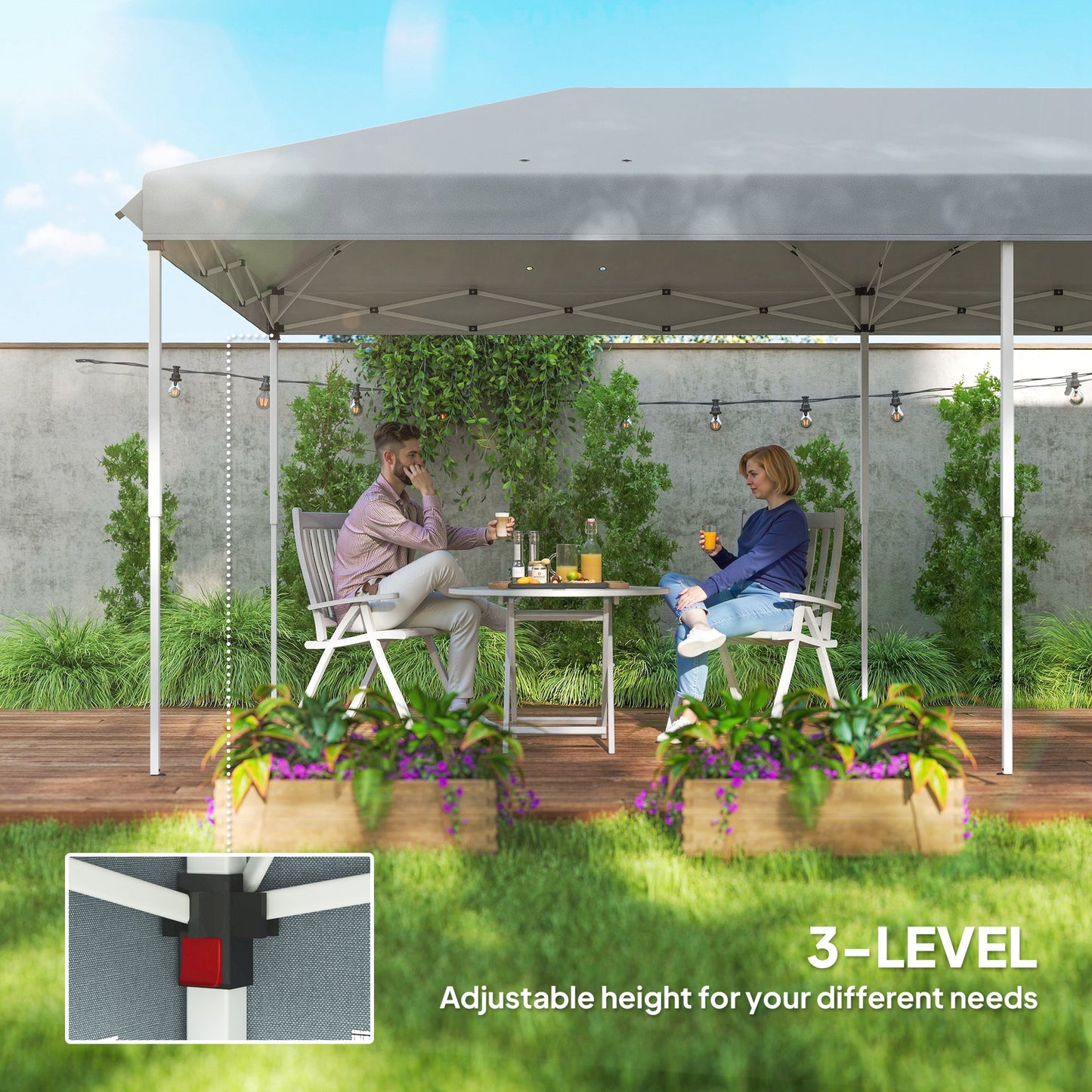 10' x 20' Pop Up Canopy Tent Gazebo with Removable Mesh Sidewall Netting, Carry Bag for Backyard Patio Outdoor, Grey
