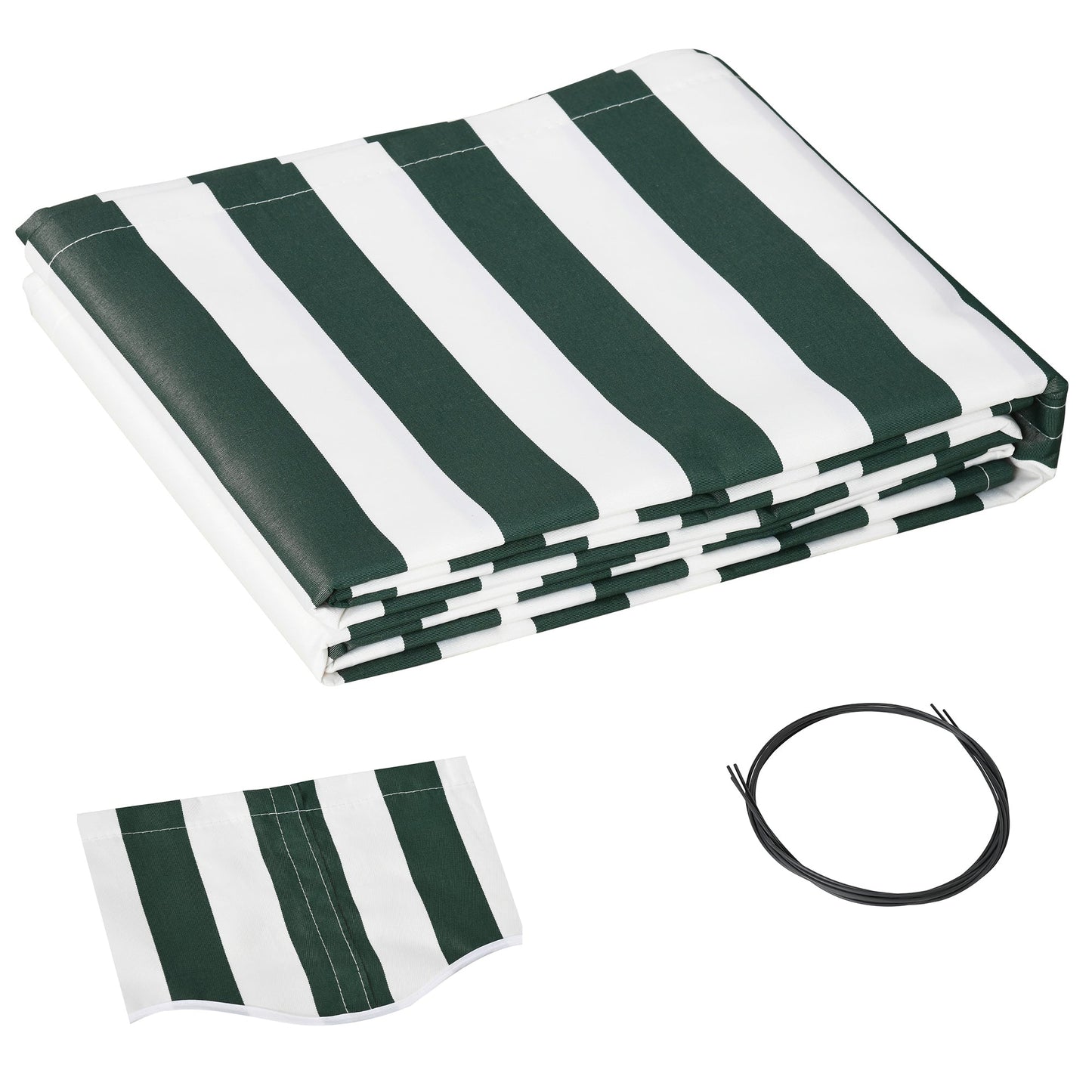 11' x 10' Retractable Awning Fabric Replacement Outdoor Sunshade Canopy Awning Cover, UV Protection, Green and White