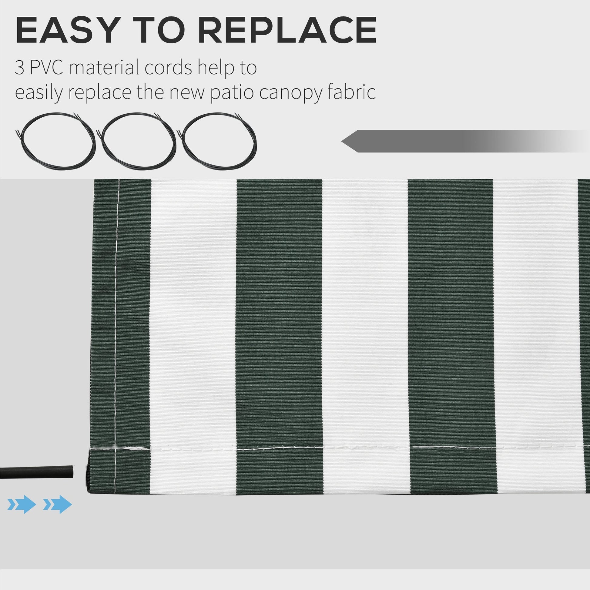 11' x 10' Retractable Awning Fabric Replacement Outdoor Sunshade Canopy Awning Cover, UV Protection, Green and White