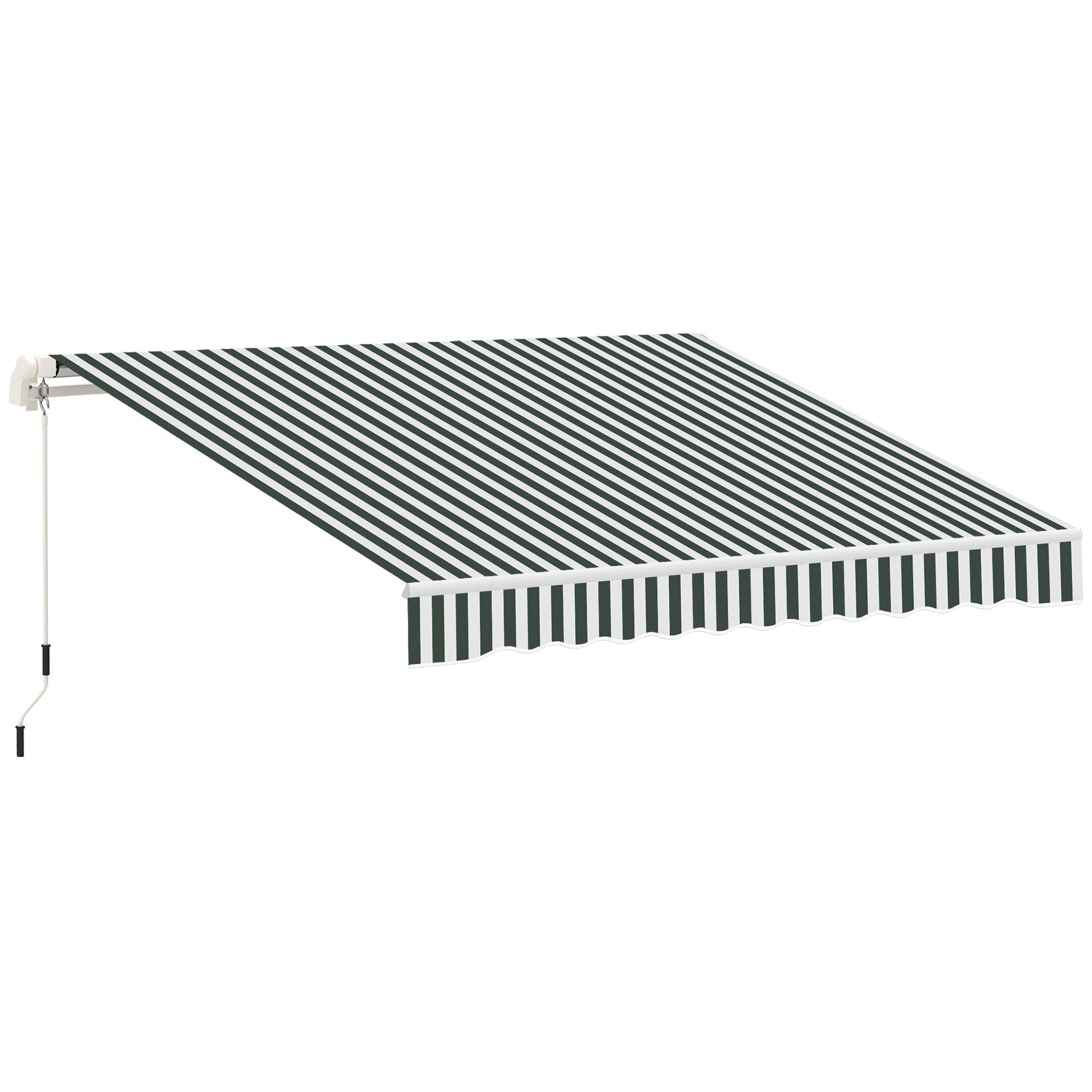 11' x 10' Retractable Awning Fabric Replacement Outdoor Sunshade Canopy Awning Cover, UV Protection, Green and White