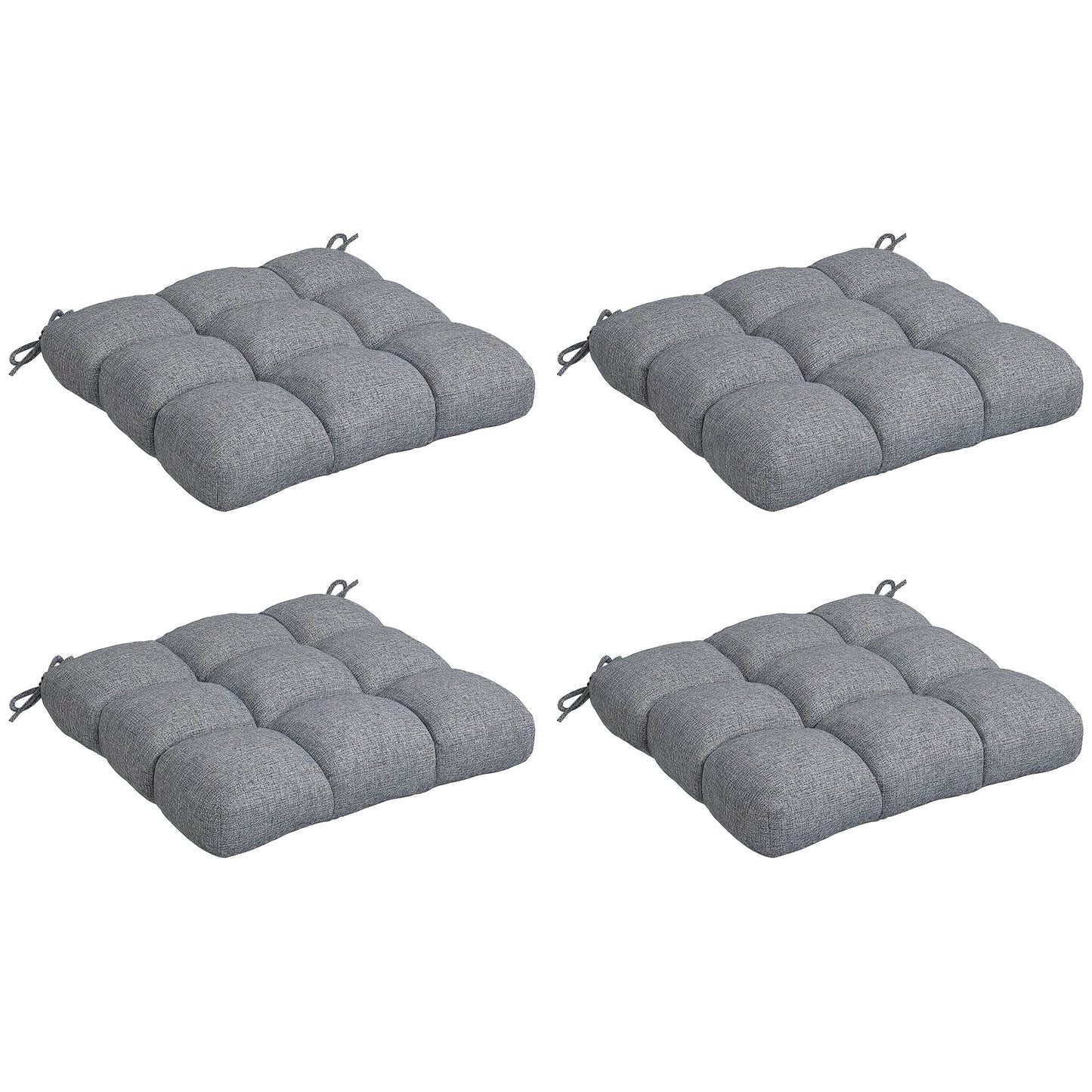 4-Piece Patio Chair Cushions Pillows, 19" x 19" x 4" Patio Cushions Set with Ties for Indoor Outdoor Garden Furniture