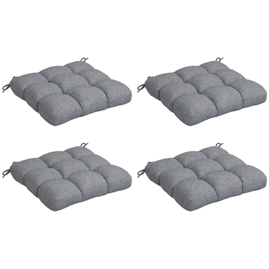 4-Piece Patio Chair Cushions Pillows, 19" x 19" x 4" Patio Cushions Set with Ties for Indoor Outdoor Garden Furniture