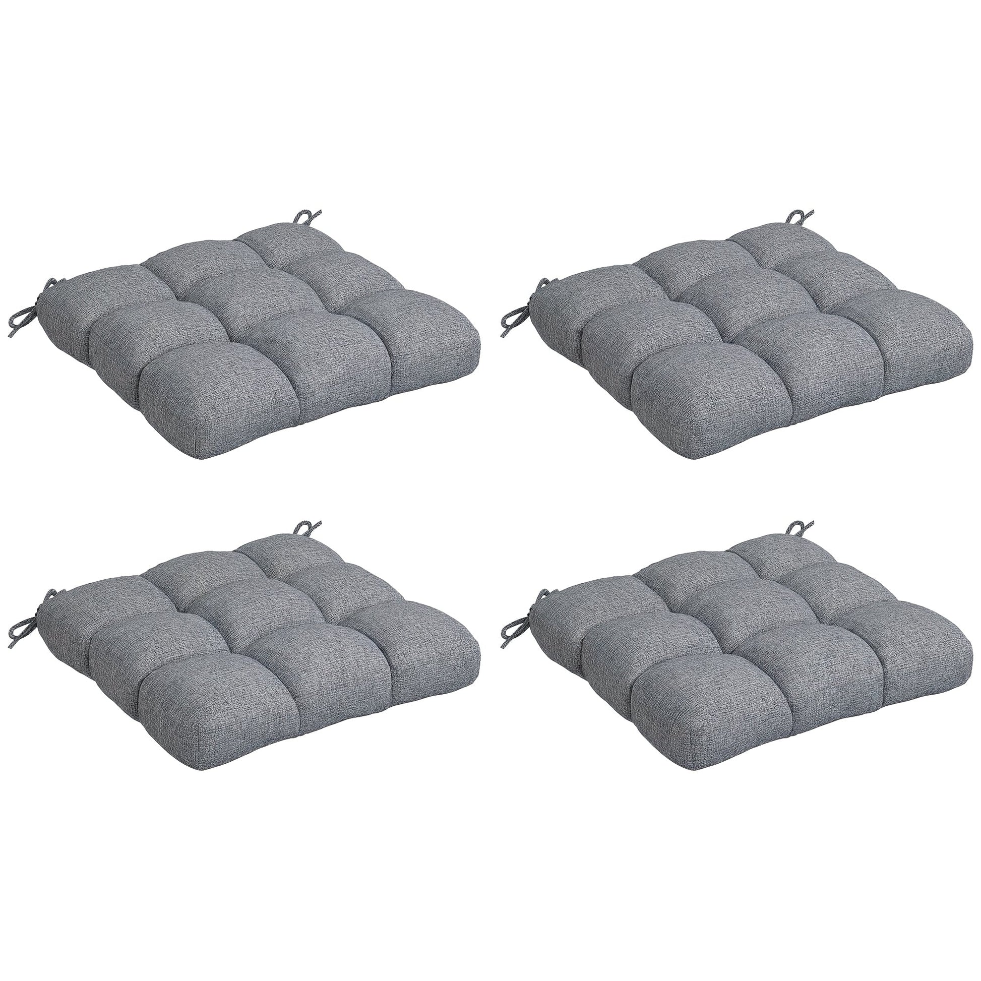 4-Piece Patio Chair Cushions Pillows, 19" x 19" x 4" Patio Cushions Set with Ties for Indoor Outdoor Garden Furniture