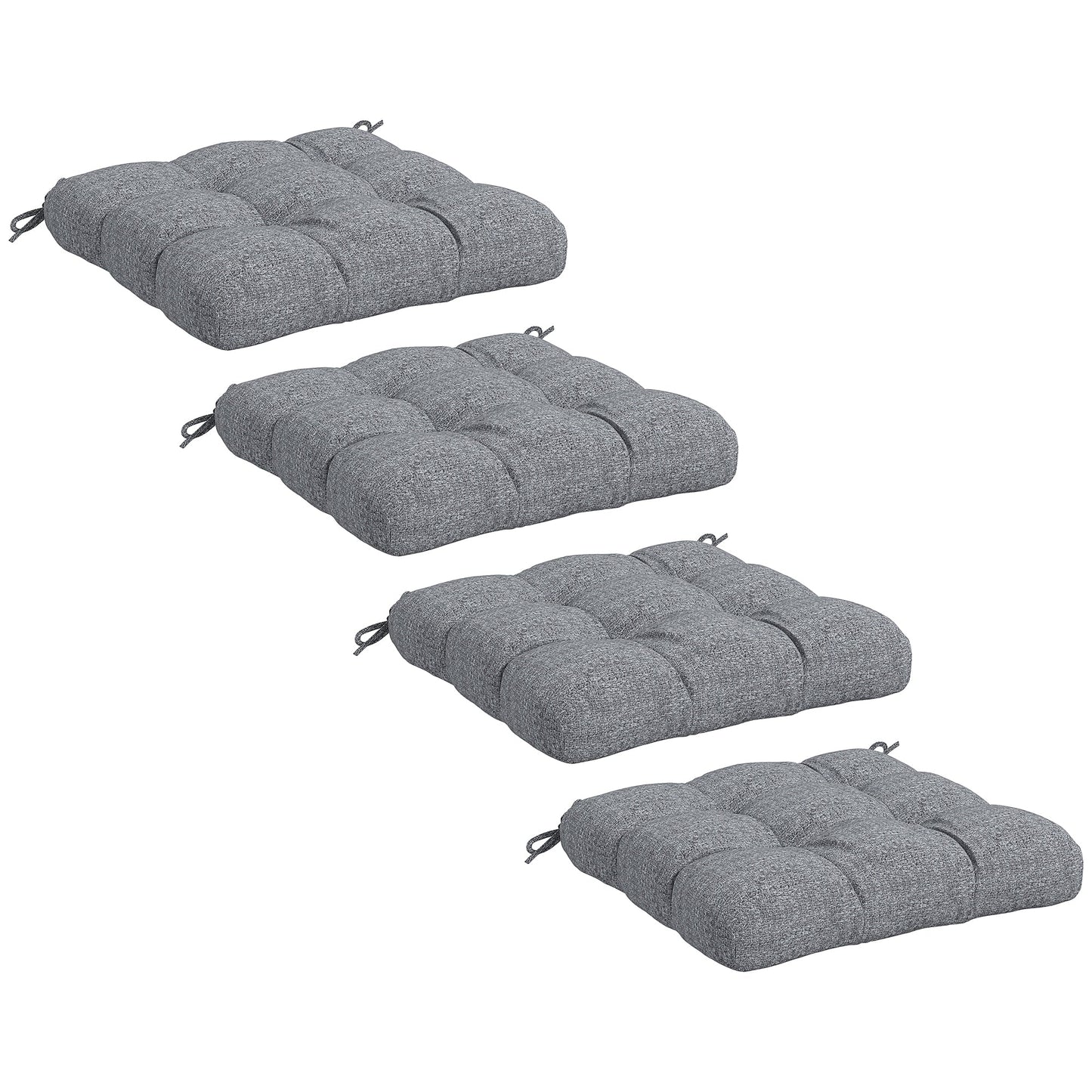 4-Piece Patio Chair Cushions Pillows, 19" x 19" x 4" Patio Cushions Set with Ties for Indoor Outdoor Garden Furniture