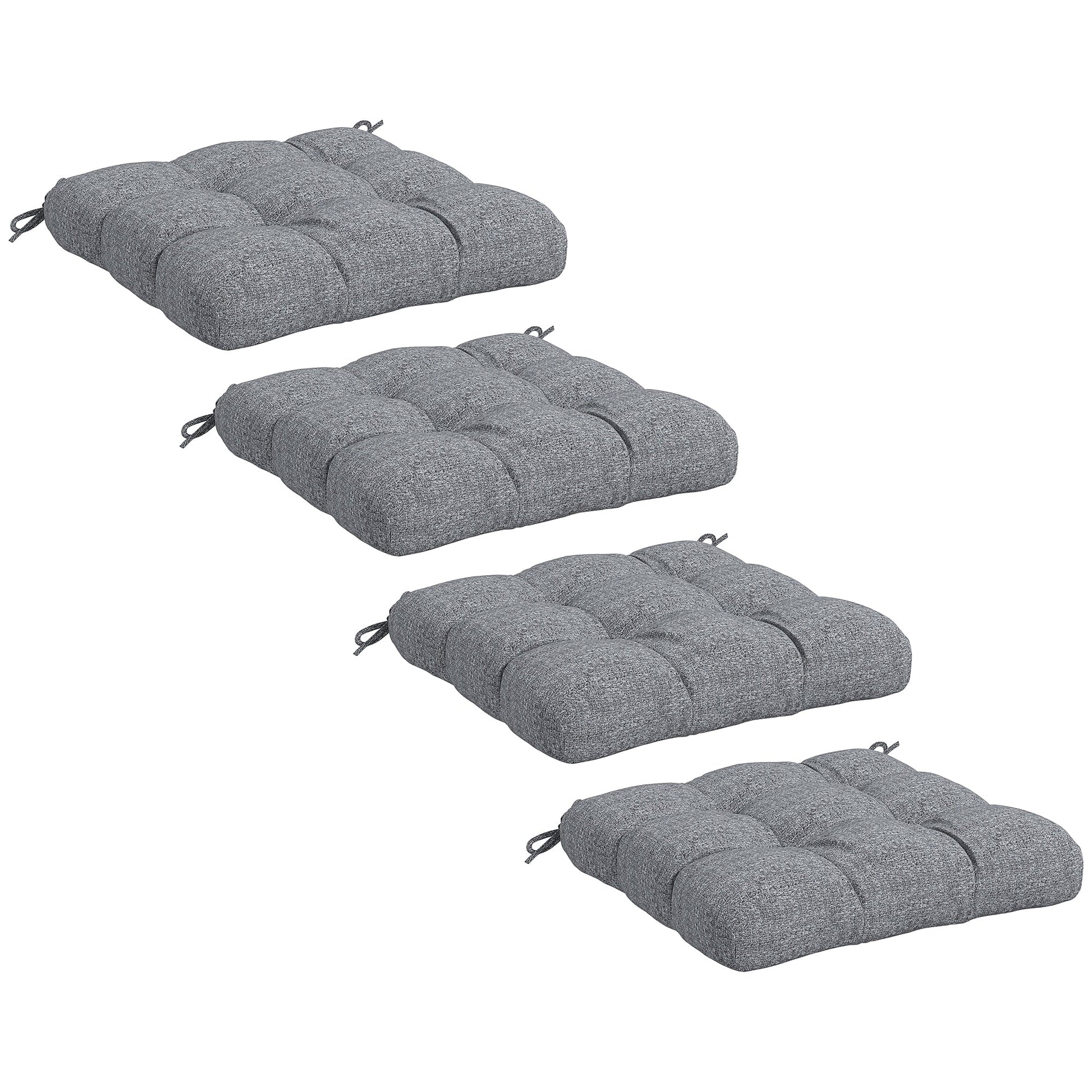 4-Piece Patio Chair Cushions Pillows, 19" x 19" x 4" Patio Cushions Set with Ties for Indoor Outdoor Garden Furniture