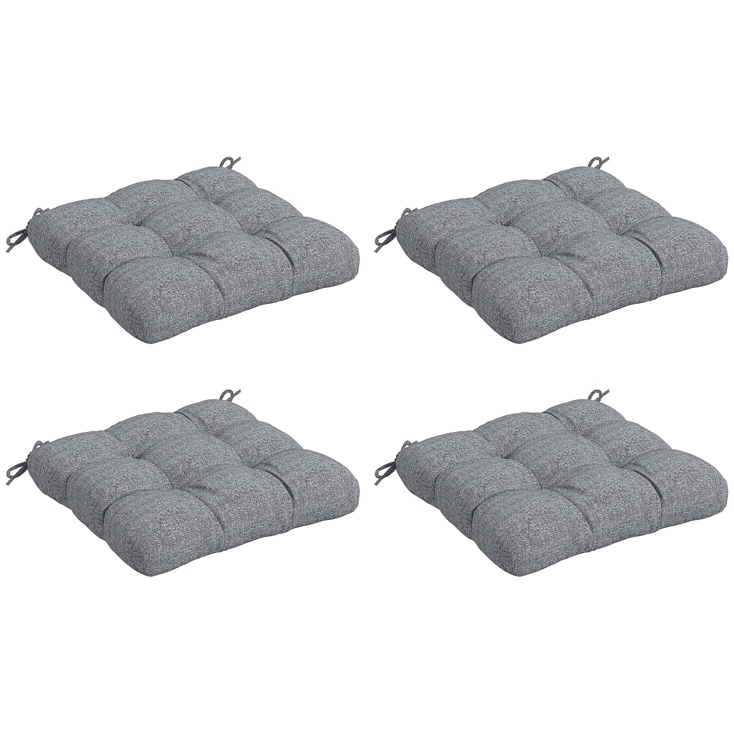 4-Piece Patio Chair Cushions Pillows, 19" x 19" x 4" Patio Cushions Set with Ties for Indoor Outdoor Garden Furniture
