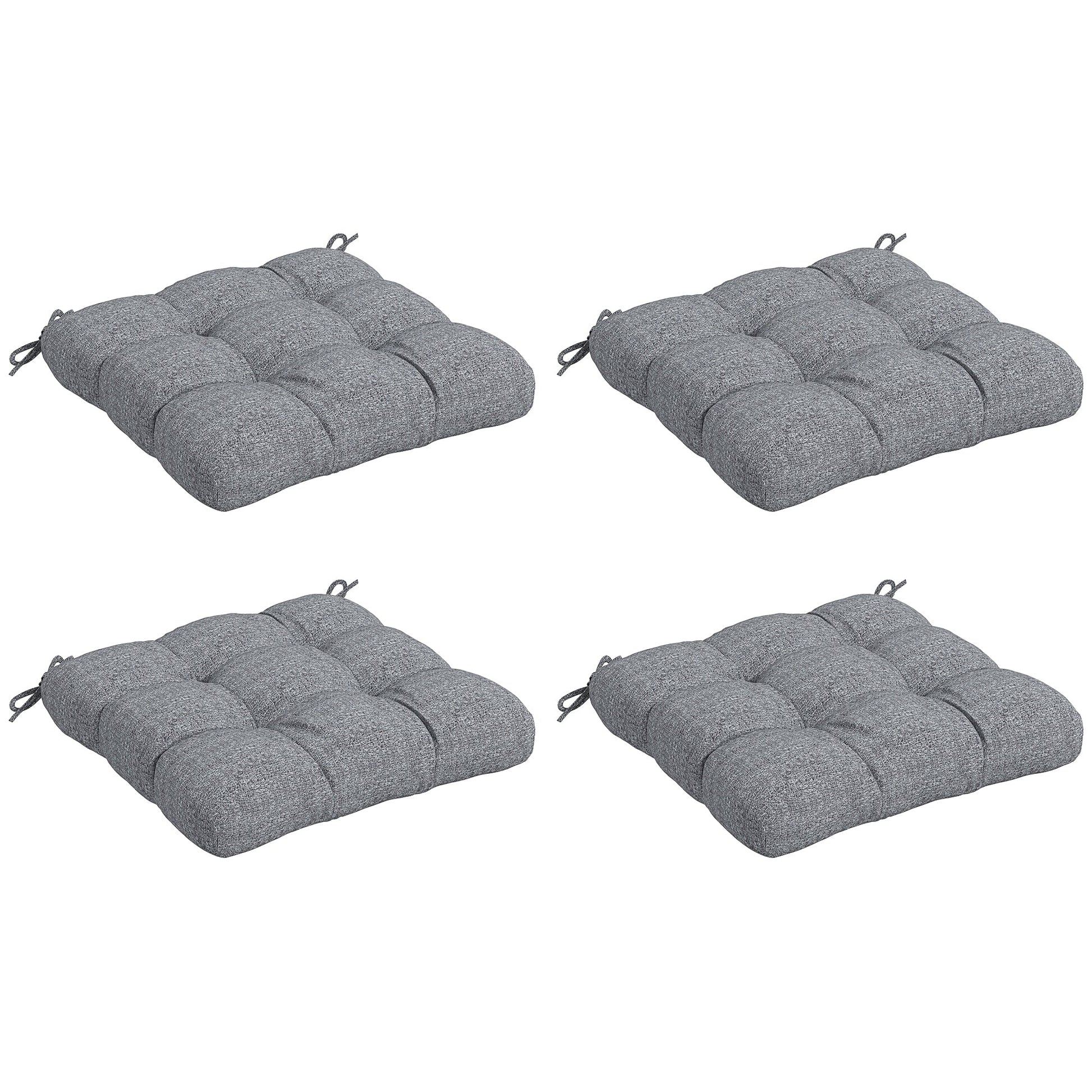 4-Piece Patio Chair Cushions Pillows, 19" x 19" x 4" Patio Cushions Set with Ties for Indoor Outdoor Garden Furniture