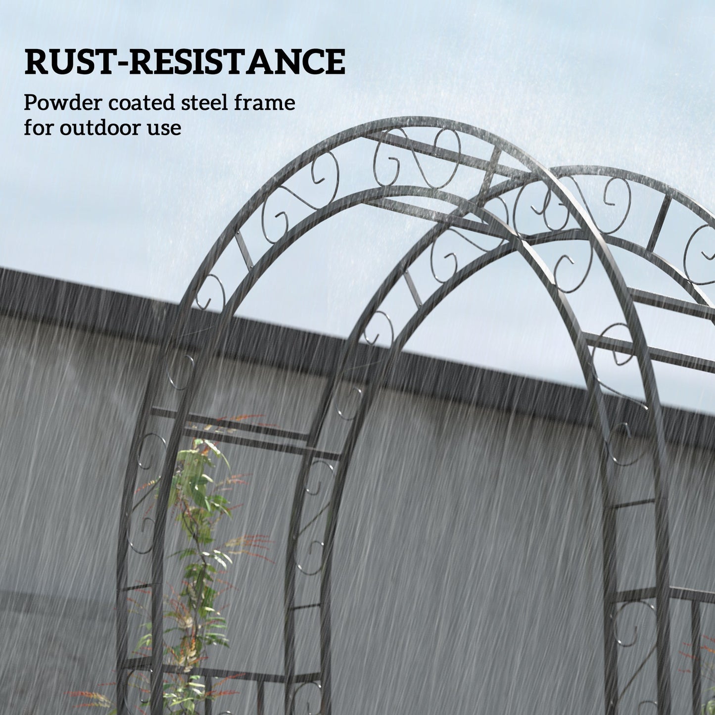 7.4ft Steel Garden Arch with Gate, Garden Arbor Trellis for Climbing Plants, Roses, Vines, Wedding Arch for Outdoor, Garden, Lawn, Backyard, Black
