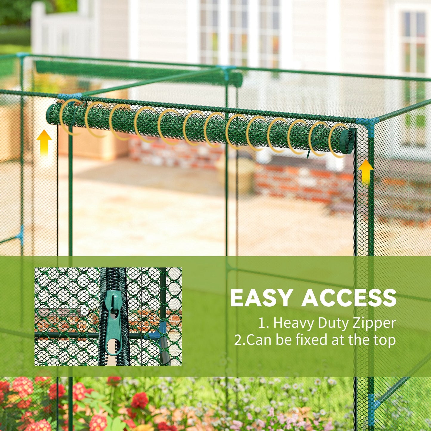 8' x 4' Crop Cage, Plant Protection Tent with Zippered Doors for Vegetable Garden, Backyard, Green