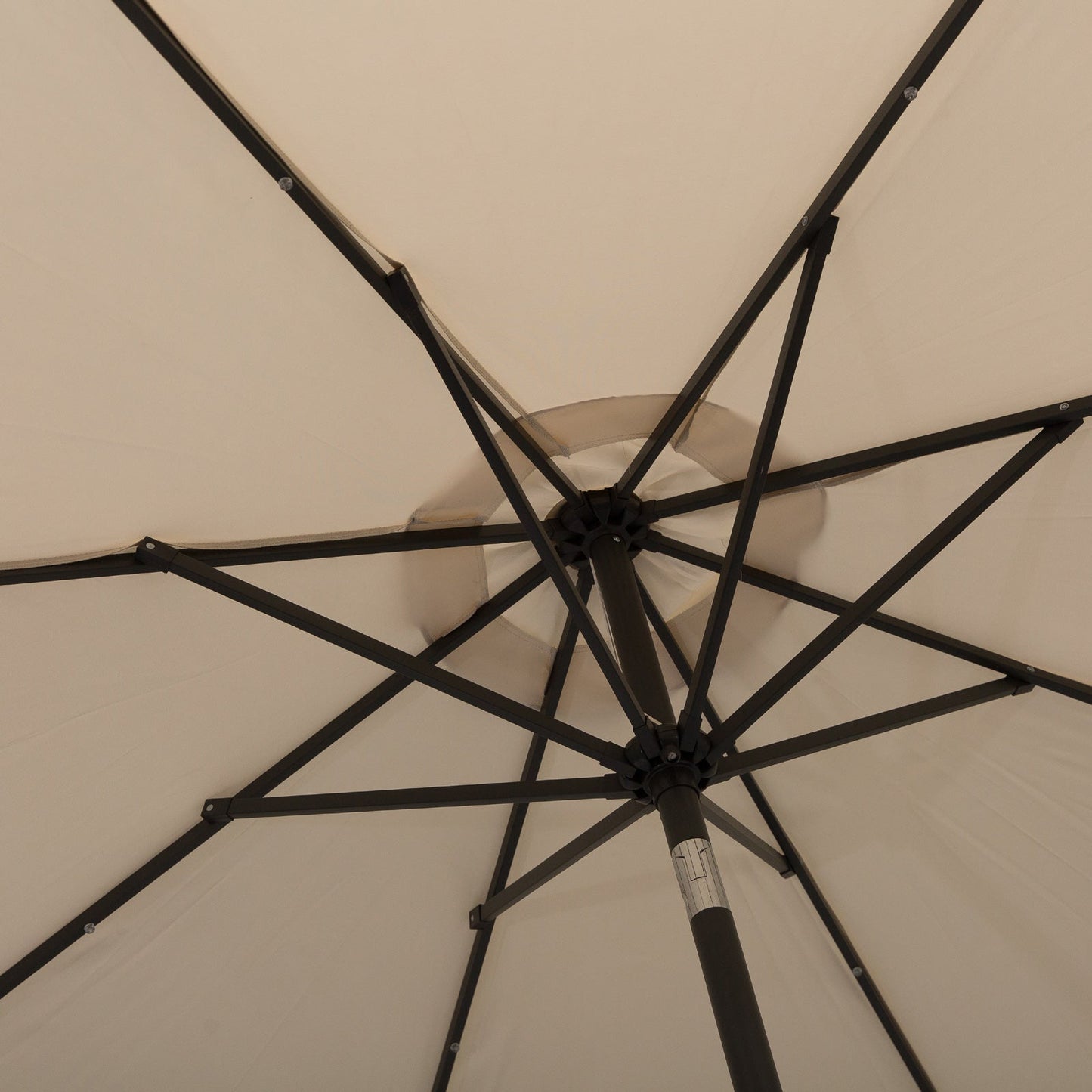 9ft Solar Patio Umbrella Outdoor Sunshade 24 LED Lights Tilt Canopy, Cream