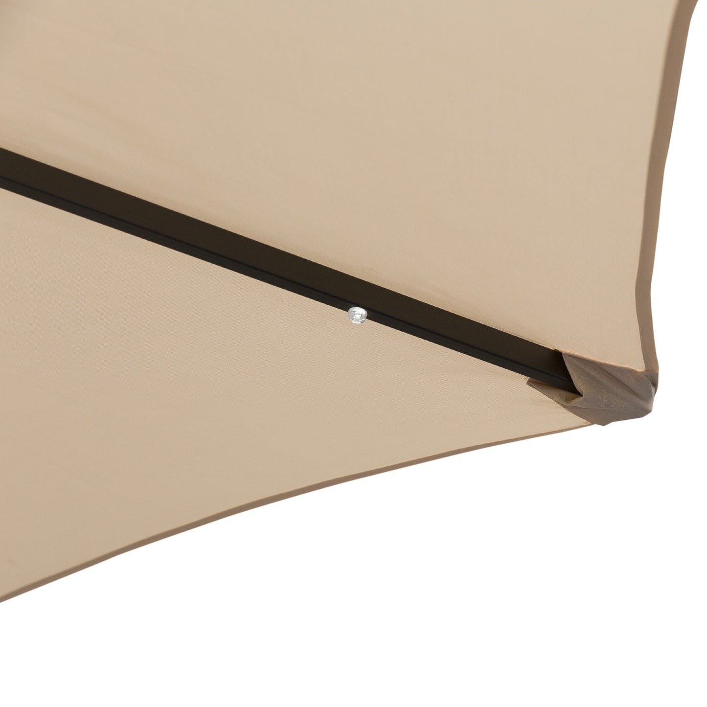 9ft Solar Patio Umbrella Outdoor Sunshade 24 LED Lights Tilt Canopy, Cream