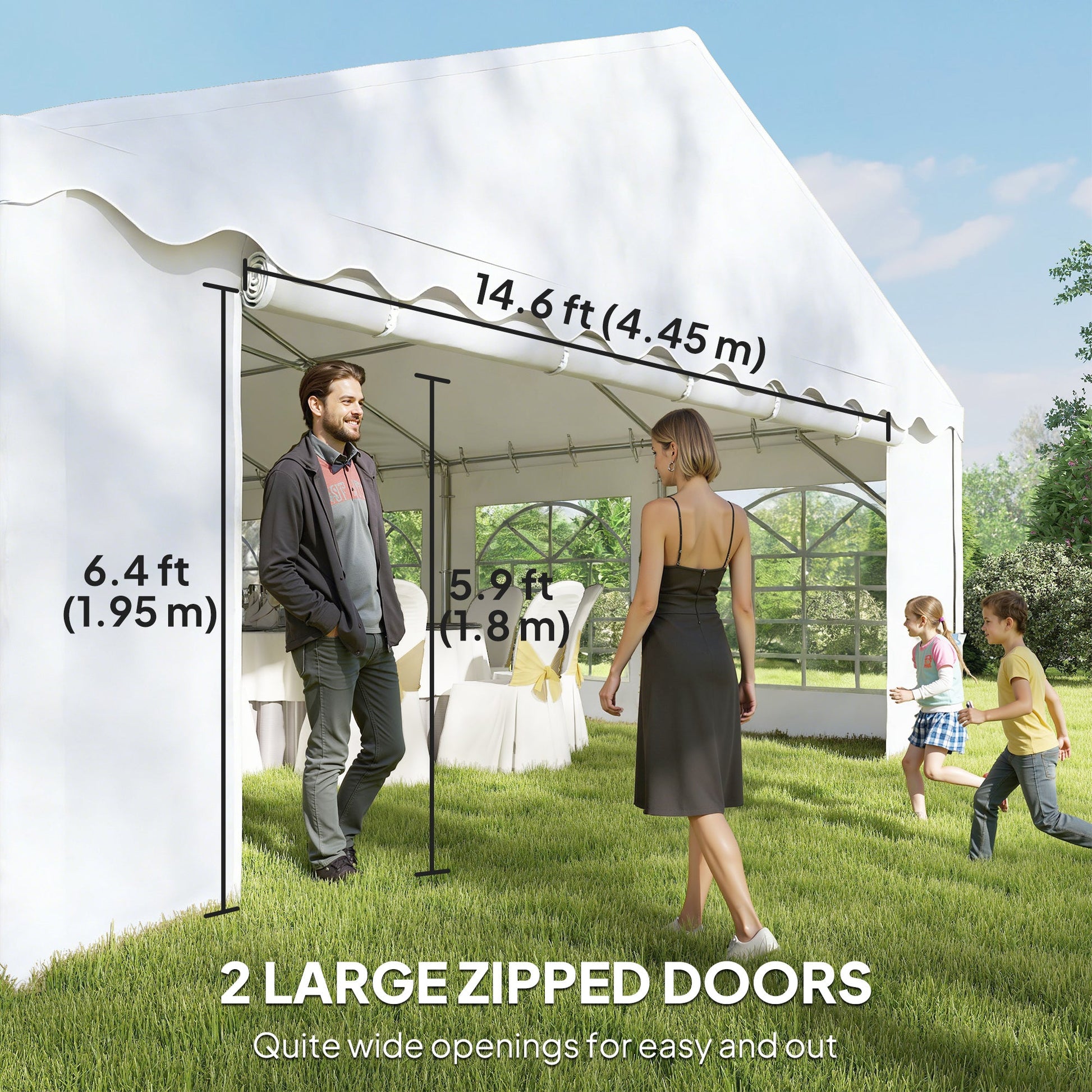 20' x 40' Heavy Duty Party Tent and Carport, Galvanized Outdoor Canopy Tent Event Tent with Removable Window Sidewalls for Parties, Wedding, Events, BBQ, White