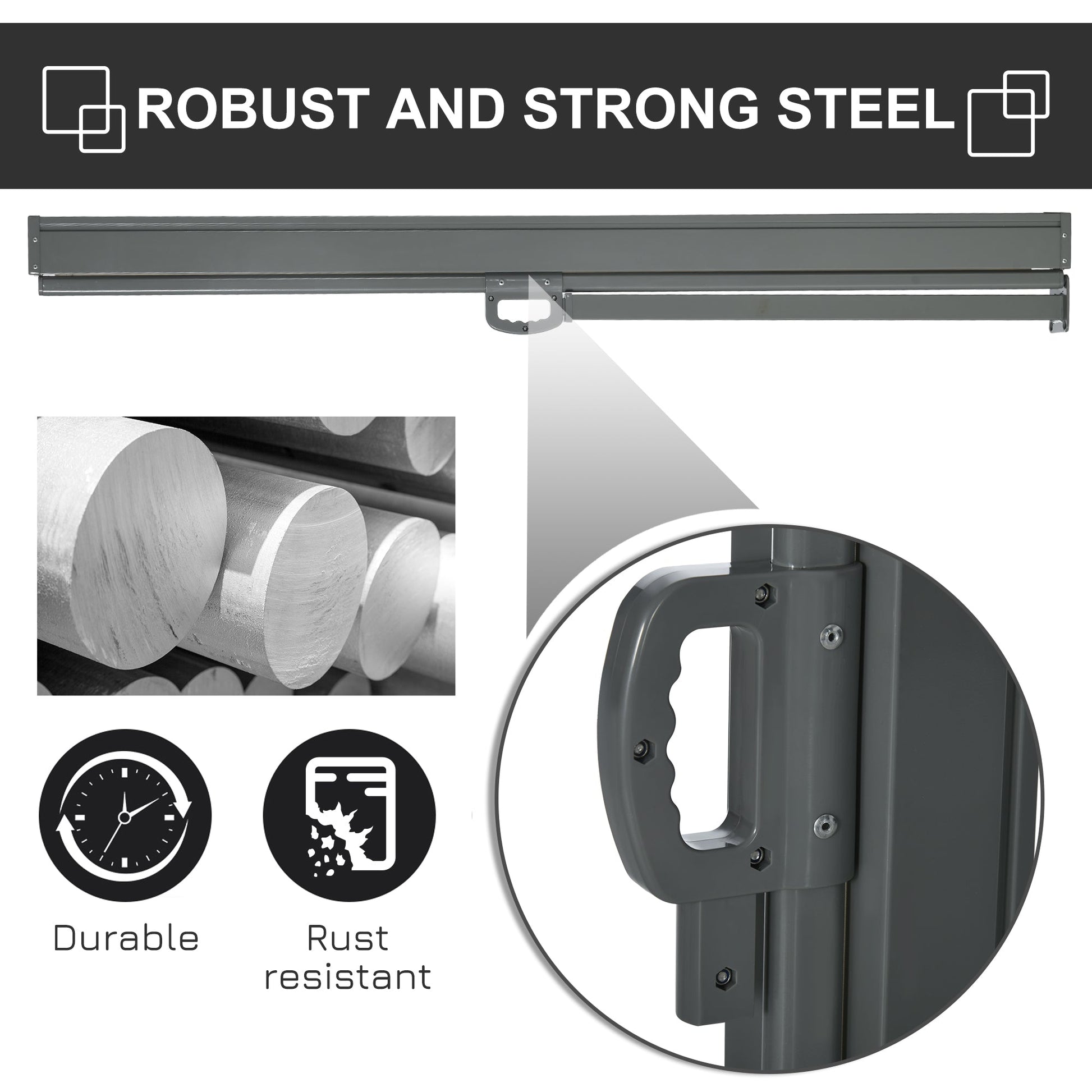 118" x 63" Retractable Side Awning Patio Outdoor Folding Privacy Screen with Resistance to UV Rays & Wind, Grey