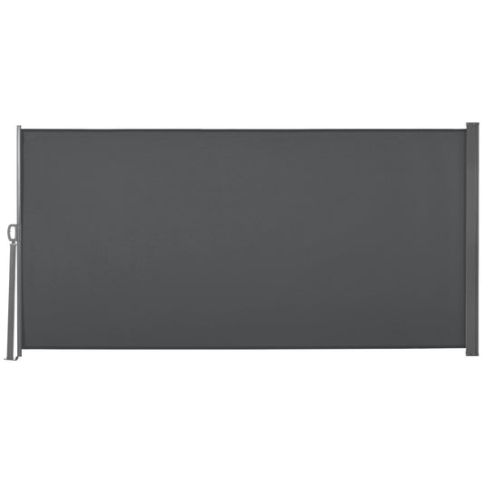 118" x 63" Retractable Side Awning Patio Outdoor Folding Privacy Screen with Resistance to UV Rays & Wind, Grey