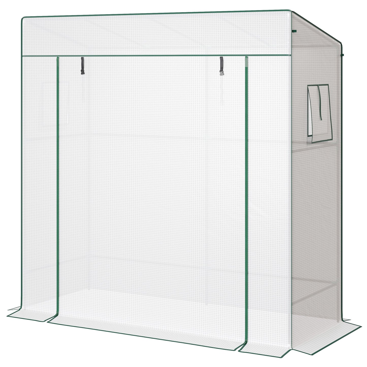 Lean-to Tomato Greenhouse with PE Cover, Walk-in Green House with Roll-up Door and 2 Mesh Windows, Portable Plant Grow House for Indoor Outdoor, 77.2"x30.3"x77.6", White