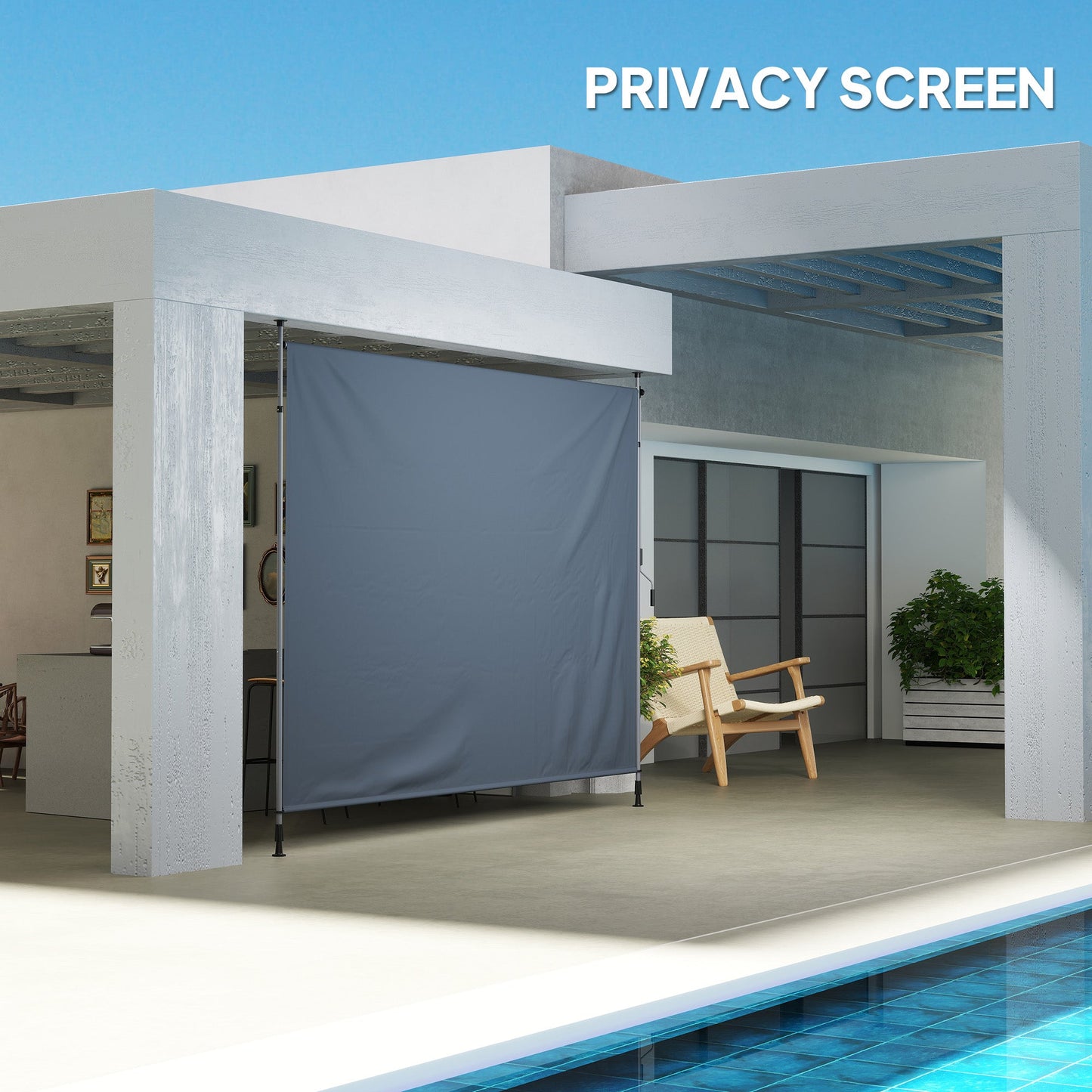 11.5' x 10' Retractable Patio Awning, Manual Outdoor Privacy Screen with UPF30+ & Water-Resistant Fabric for Patio, Balcony, Terrace, Pool, Dark Grey