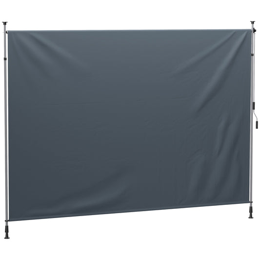 11.5' x 10' Retractable Patio Awning, Manual Outdoor Privacy Screen with UPF30+ & Water-Resistant Fabric for Patio, Balcony, Terrace, Pool, Dark Grey