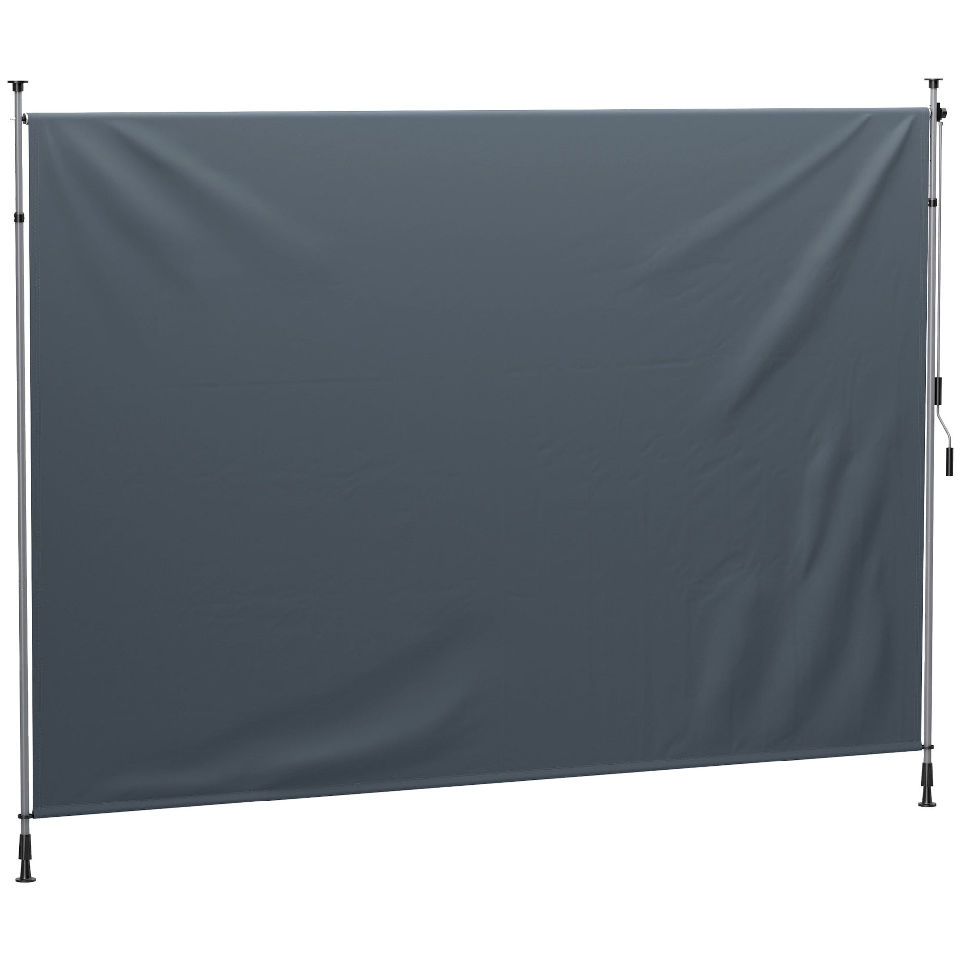 11.5' x 10' Retractable Patio Awning, Manual Outdoor Privacy Screen with UPF30+ & Water-Resistant Fabric for Patio, Balcony, Terrace, Pool, Dark Grey