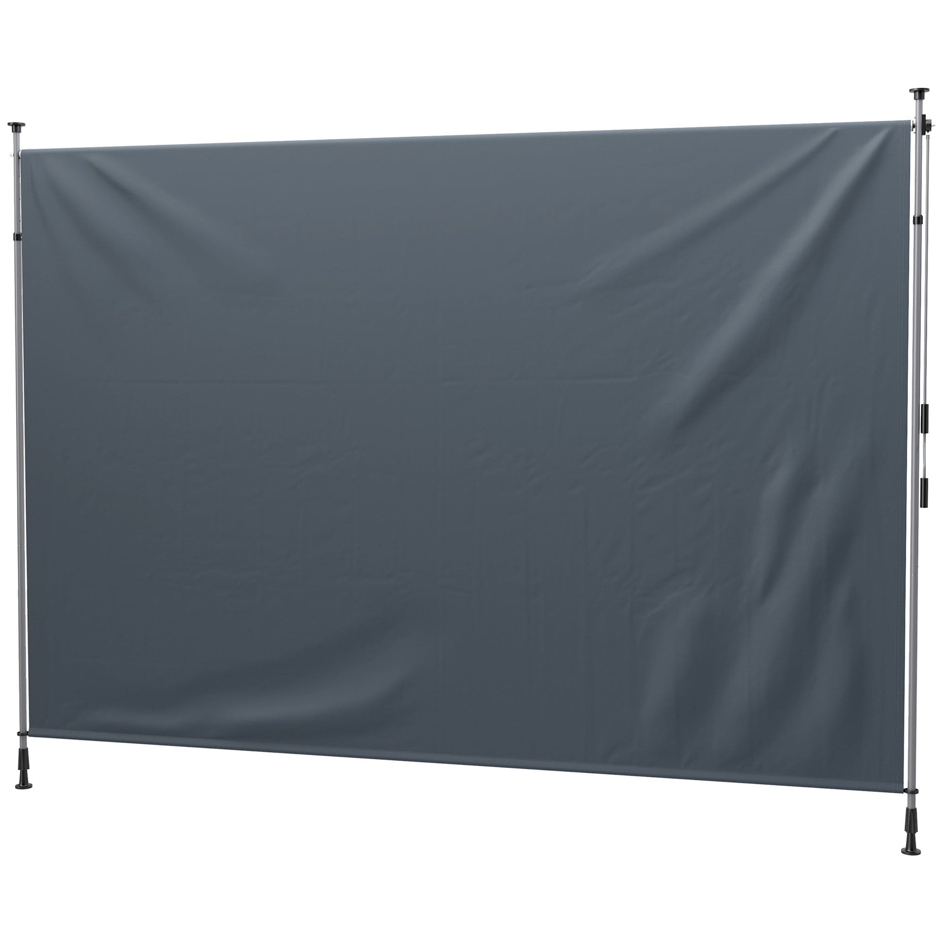 11.5' x 10' Retractable Patio Awning, Manual Outdoor Privacy Screen with UPF30+ & Water-Resistant Fabric for Patio, Balcony, Terrace, Pool, Dark Grey