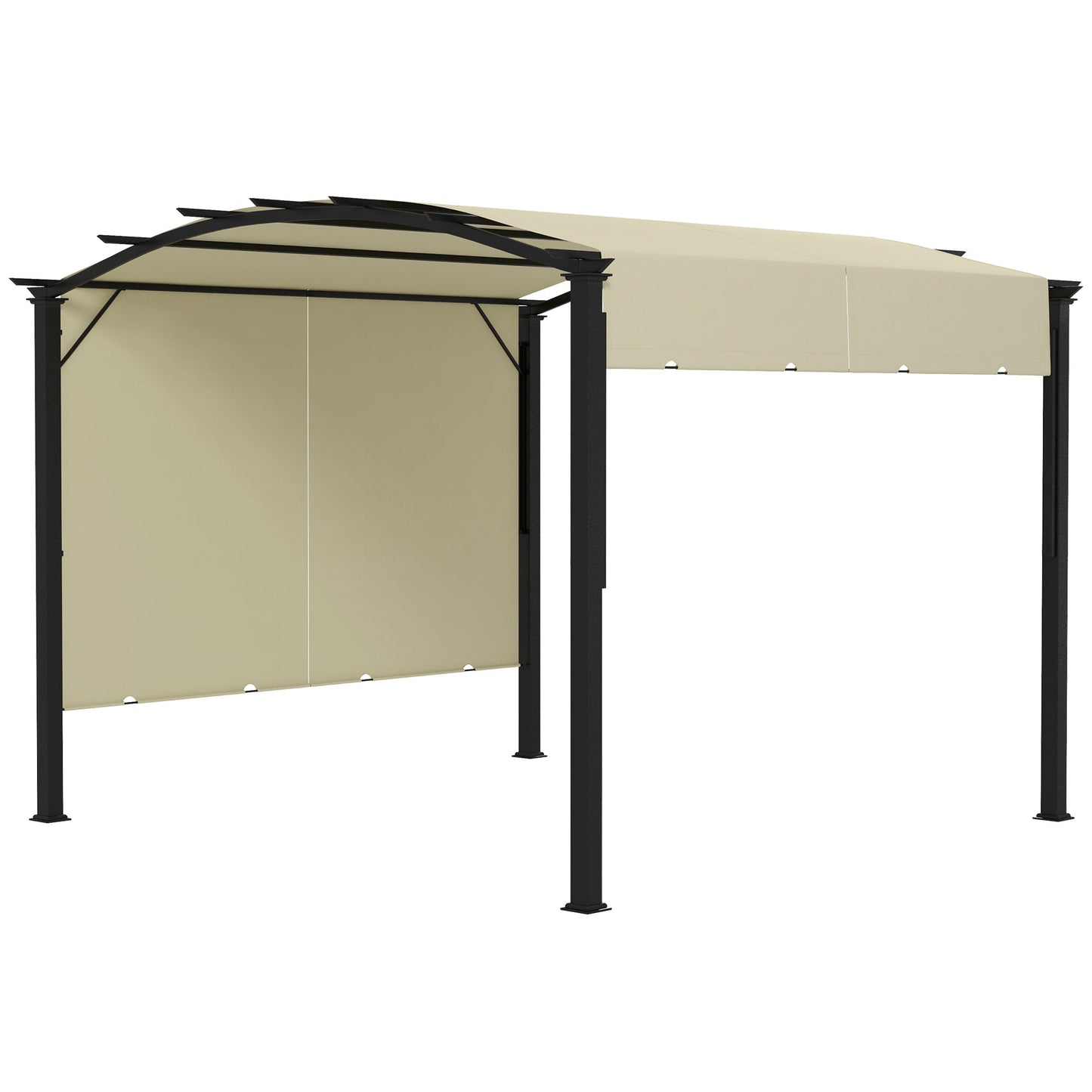 11' x 11' Retractable Pergola Canopy, Outdoor Arched Pergola Shade Metal Frame for Patio, Backyard, Garden, Deck, Porch, Beige