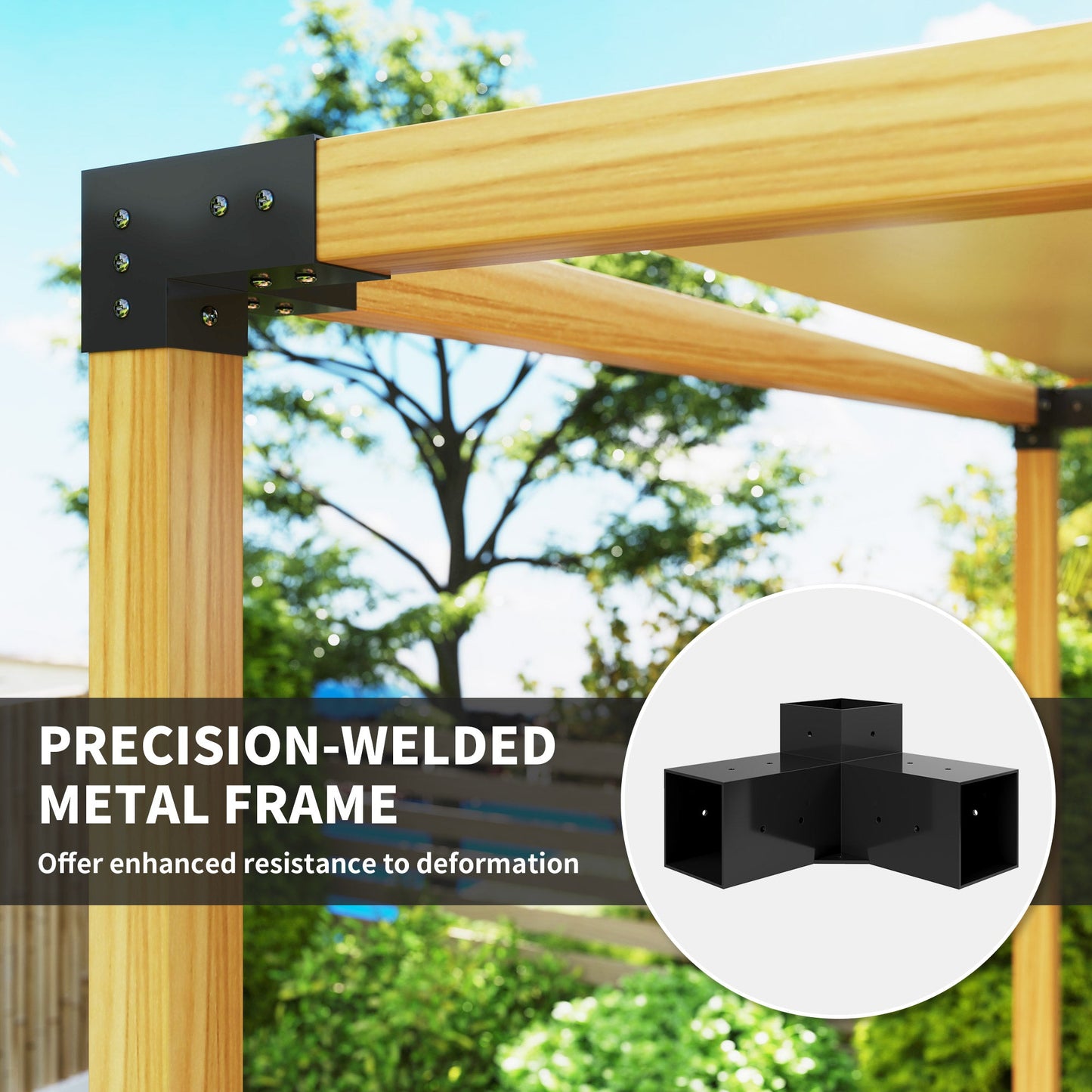 DIY Pergola Kit, Pergola Brackets with 3-Way Corner Brackets and Post Base for 4" x 4" (Actual 3.6" x 3.6") Lumber, 8 PCS Includes Screws
