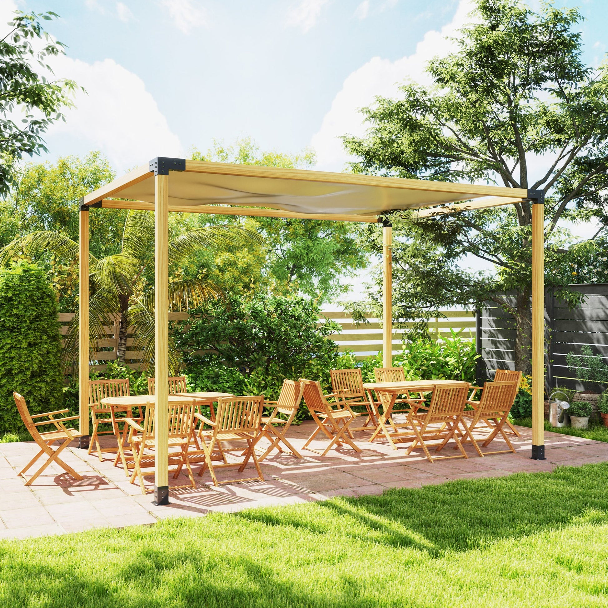 DIY Pergola Kit, Pergola Brackets with 3-Way Corner Brackets and Post Base for 4" x 4" (Actual 3.6" x 3.6") Lumber, 8 PCS Includes Screws
