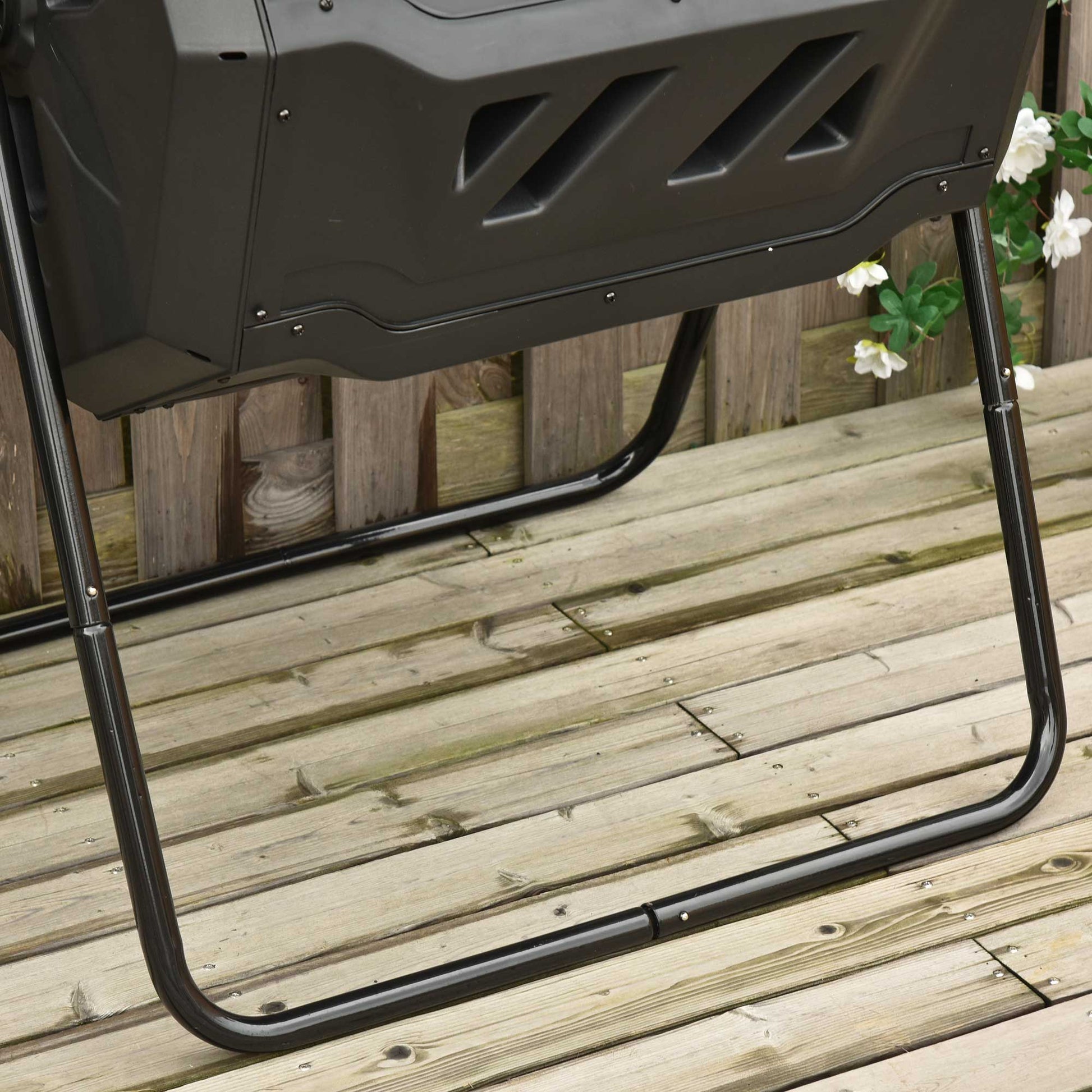 43 Gallon (160L) Tumbling Compost Bin Outdoor Dual Chamber 360° Rotating Composter with Sliding Doors, Solid Steel Frame and Gloves, Green